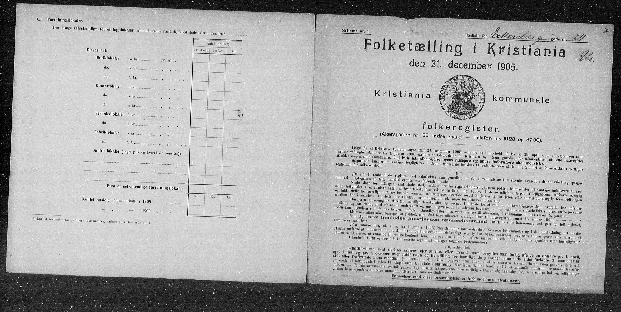 OBA, Kommunal folketelling 31.12.1905 for Kristiania kjøpstad, 1905, s. 9492