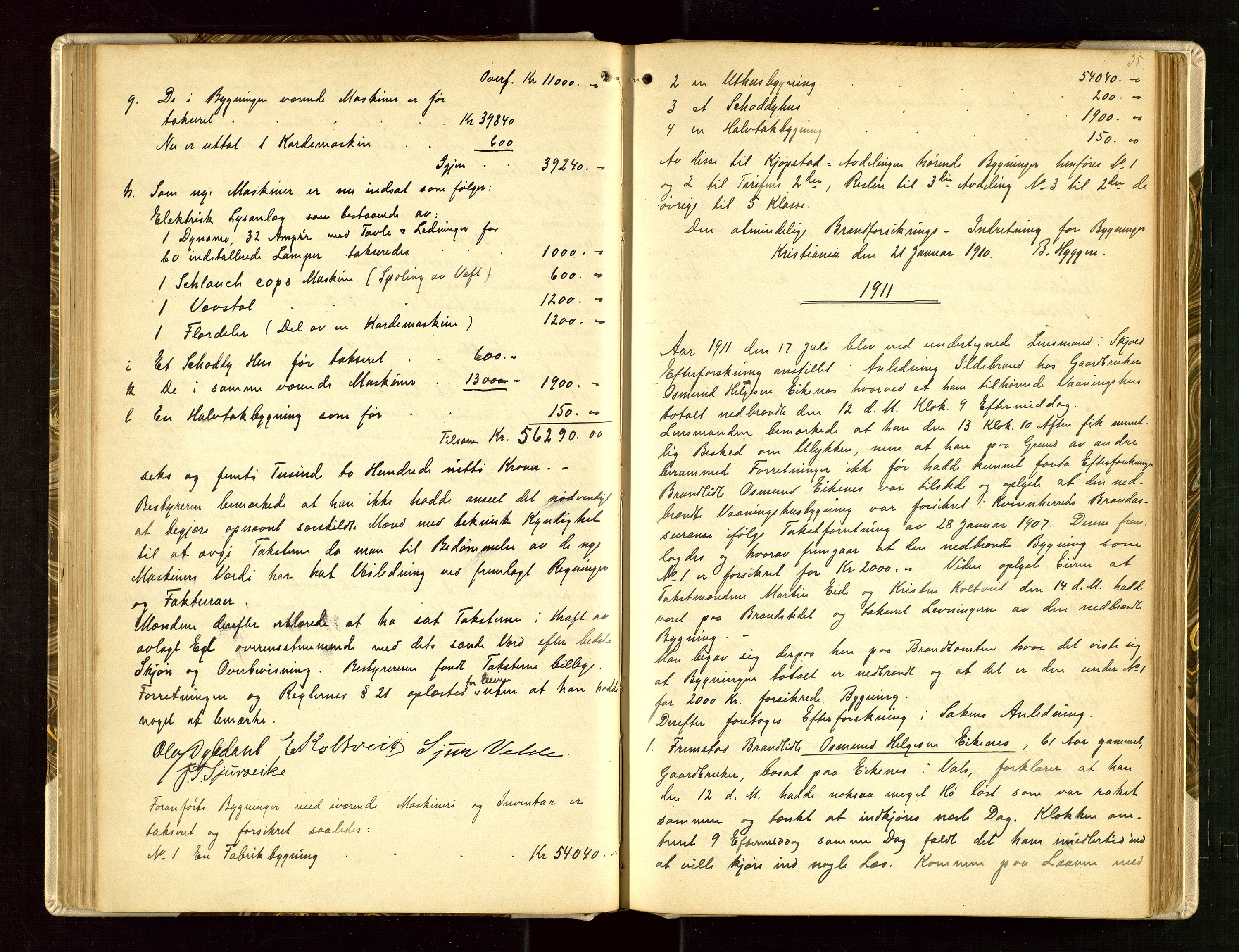 Skjold lensmannskontor, AV/SAST-A-100182/Goa/L0002: "Brandtaksasjons-Protokol for Skjolds Thinglag", 1890-1949, s. 54b-55a