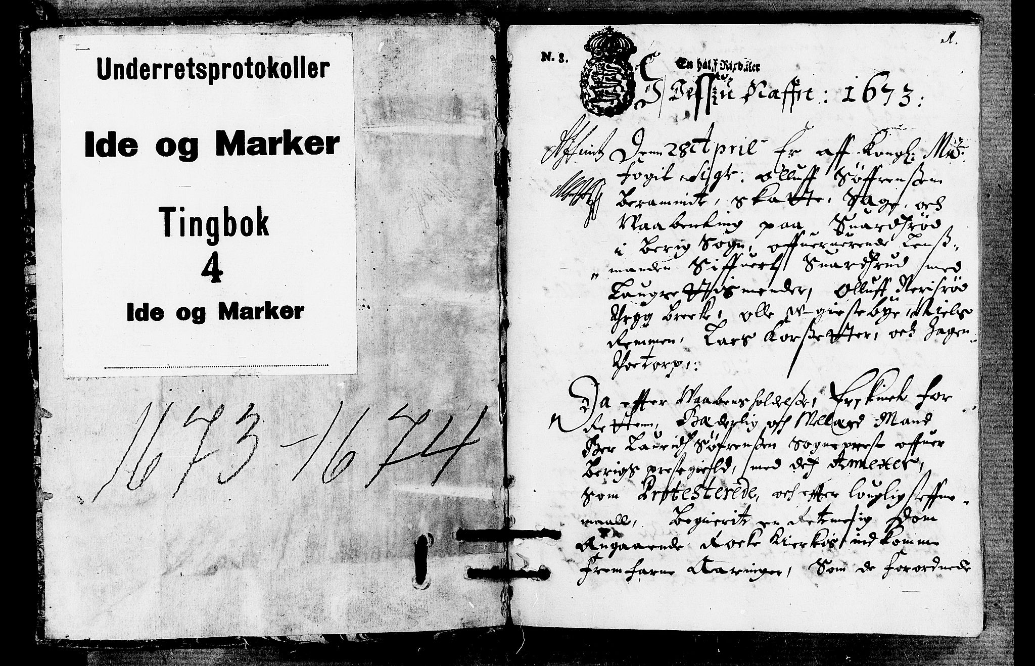 Idd og Marker sorenskriveri, SAO/A-10283/F/Fb/L0013: Tingbok, 1673-1674, s. 0b-1a