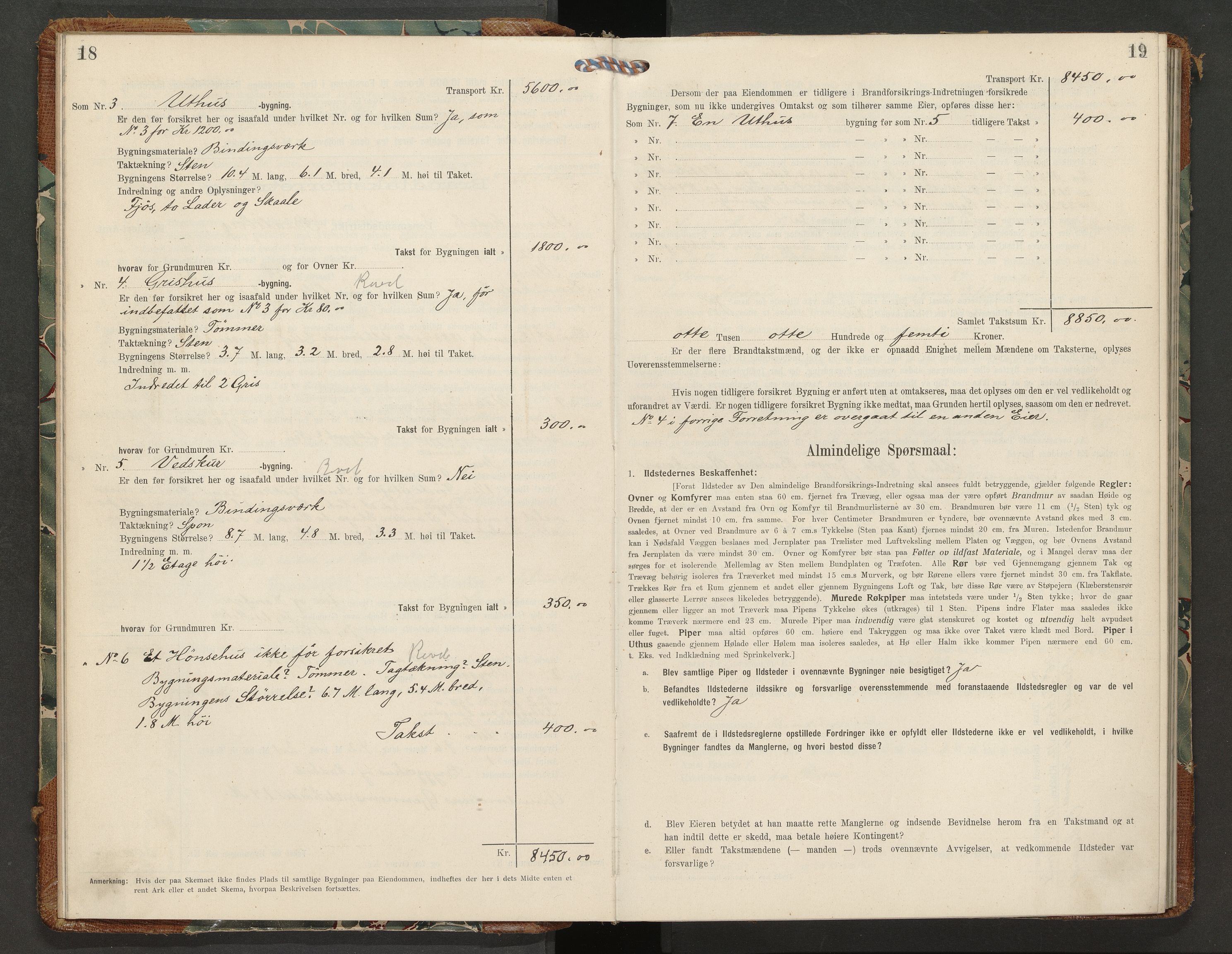 Sannidal lensmannskontor, AV/SAKO-A-569/Y/Yc/Ycb/L0004: Skjematakstprotokoll, 1912-1918