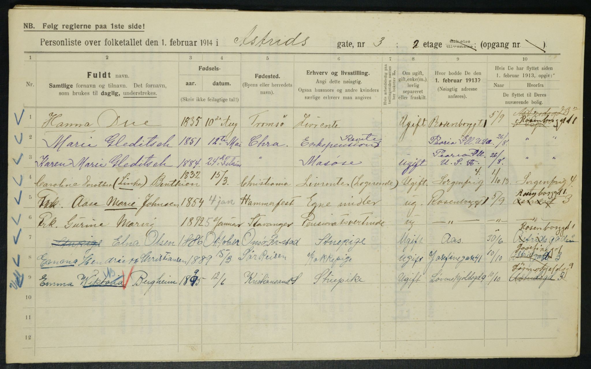 OBA, Kommunal folketelling 1.2.1914 for Kristiania, 1914, s. 17309