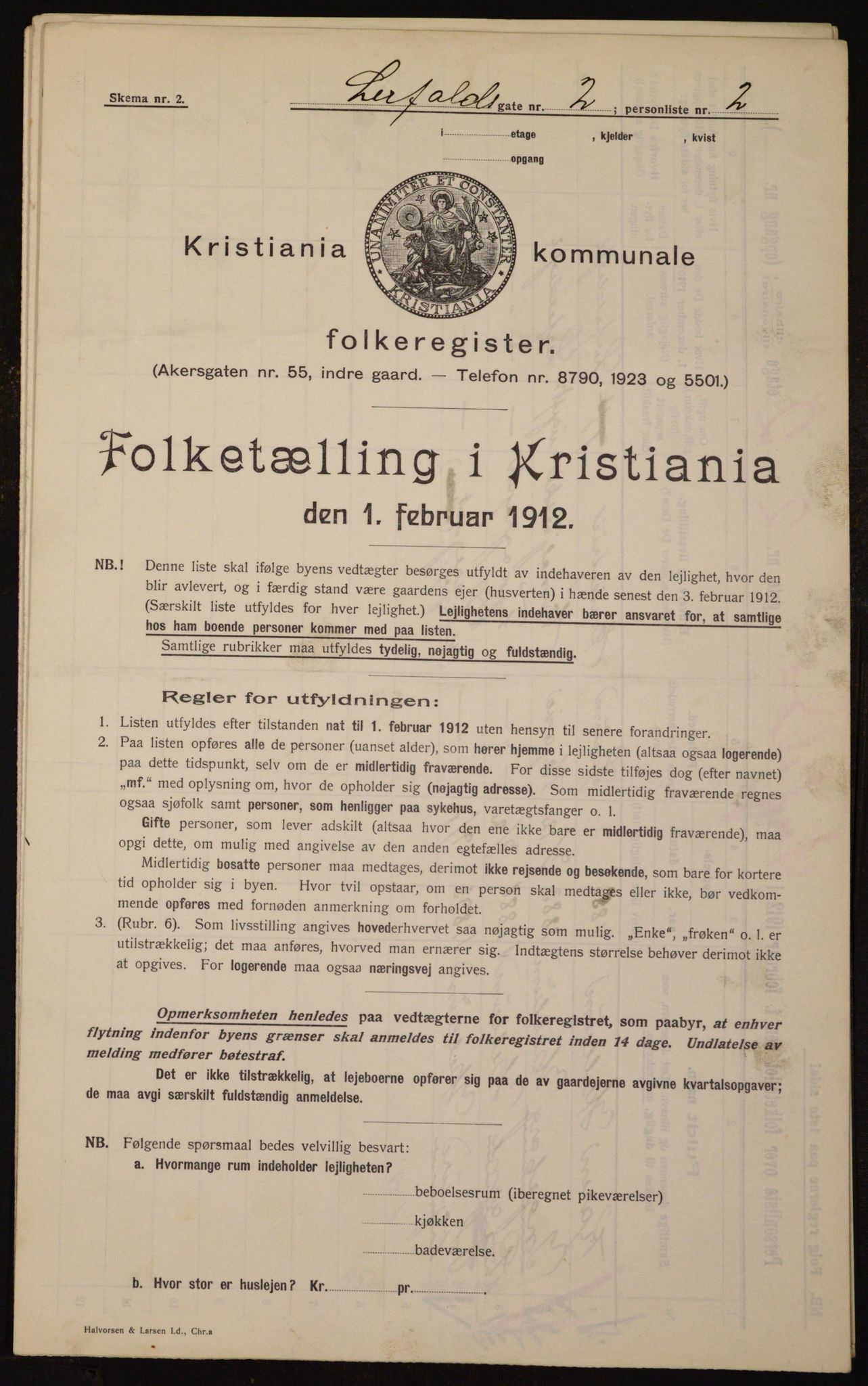 OBA, Kommunal folketelling 1.2.1912 for Kristiania, 1912, s. 57575