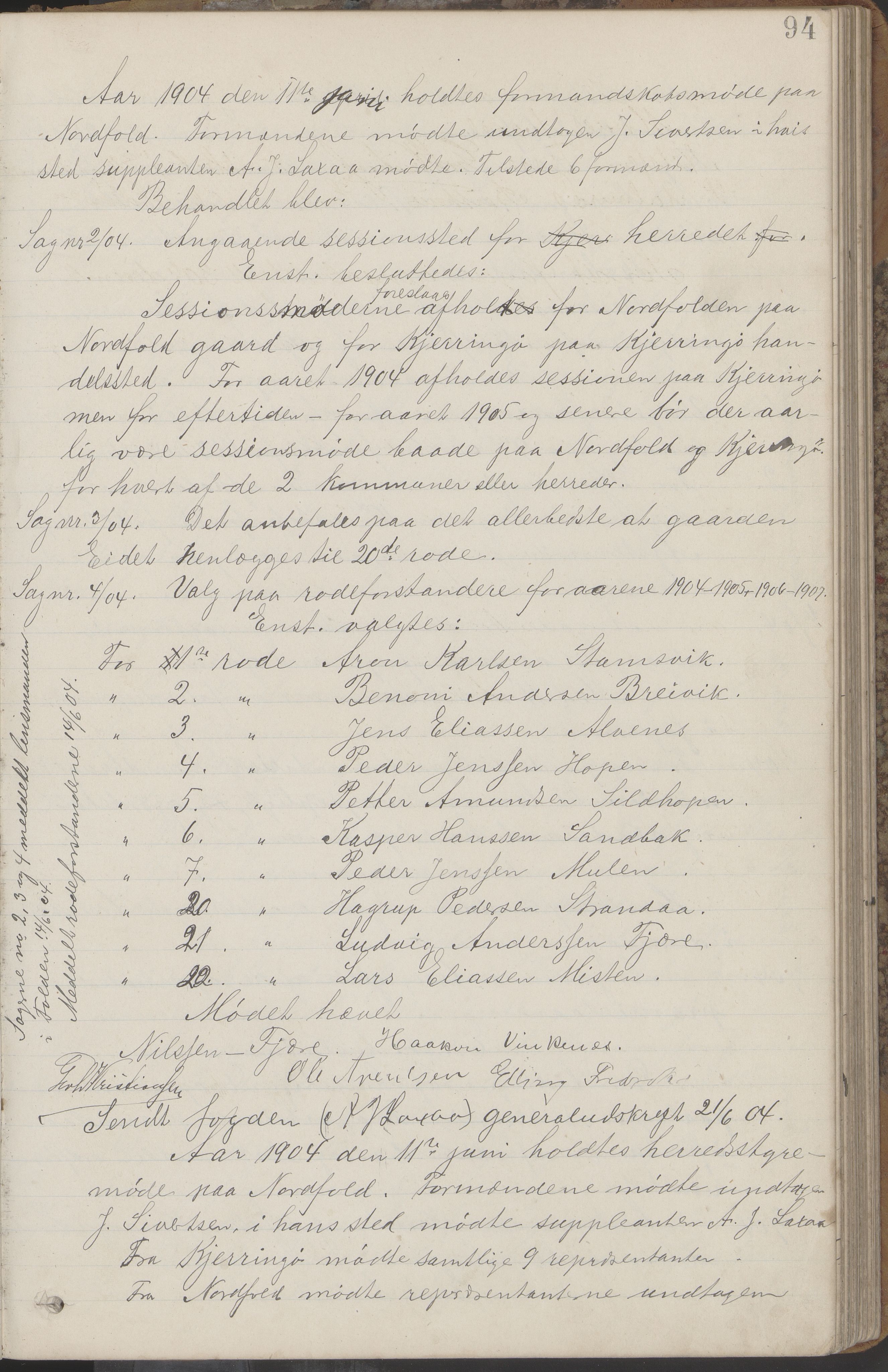 Kjerringøy kommune. Formannskapet, AIN/K-18441.150/A/Aa/L0002: Forhandlingsprotokoll Norfolden- Kjerringø formanskap, 1900-1911