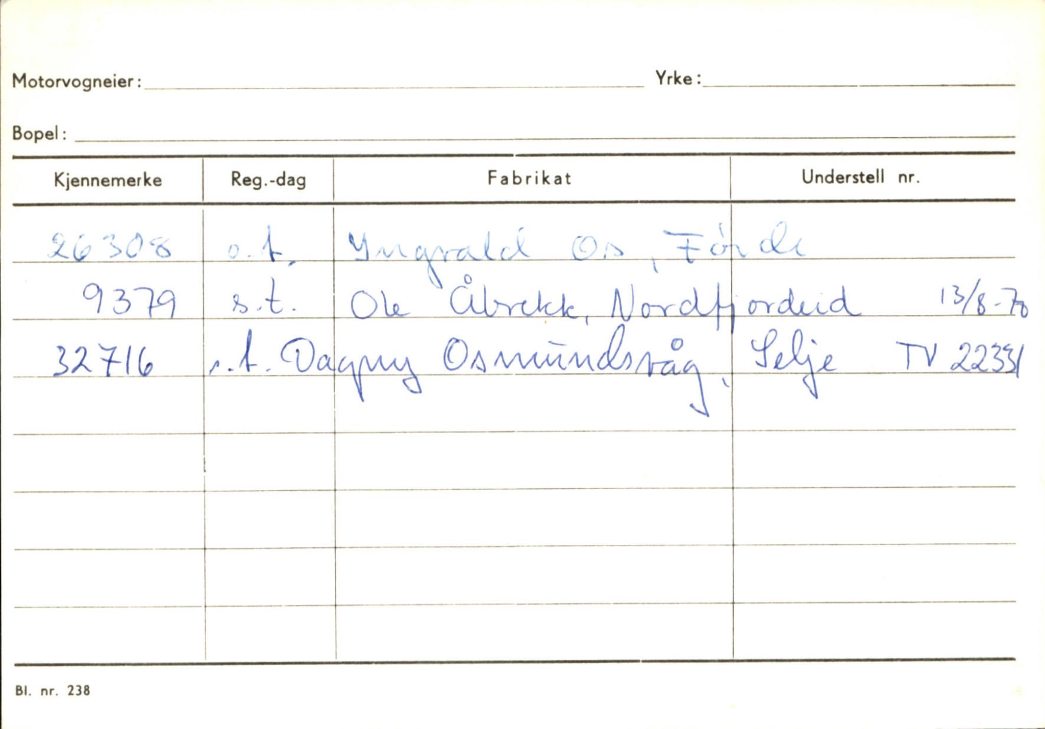 Statens vegvesen, Sogn og Fjordane vegkontor, SAB/A-5301/4/F/L0130: Eigarregister Eid T-Å. Høyanger A-O, 1945-1975, s. 280