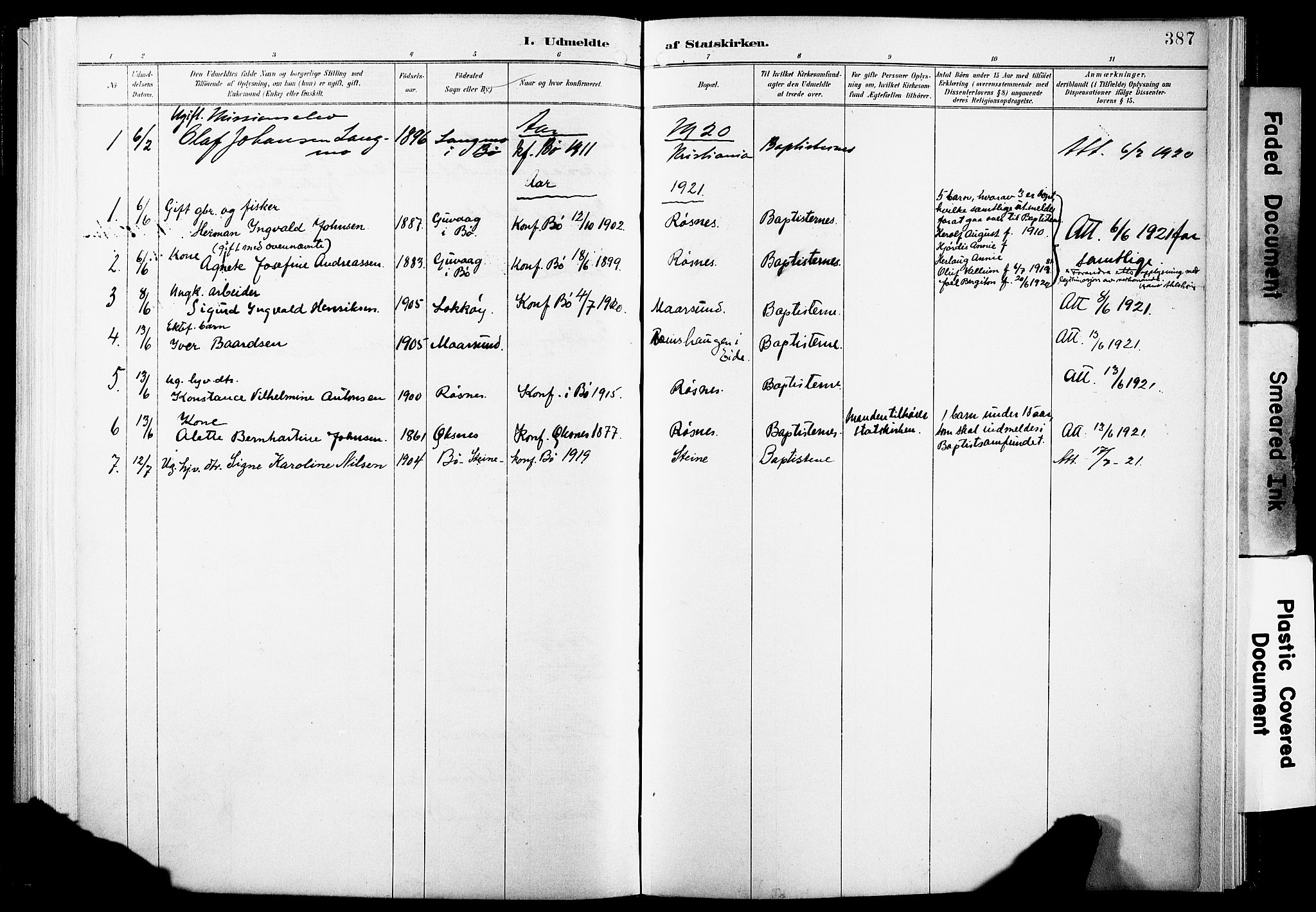 Ministerialprotokoller, klokkerbøker og fødselsregistre - Nordland, SAT/A-1459/891/L1305: Ministerialbok nr. 891A10, 1895-1921, s. 387