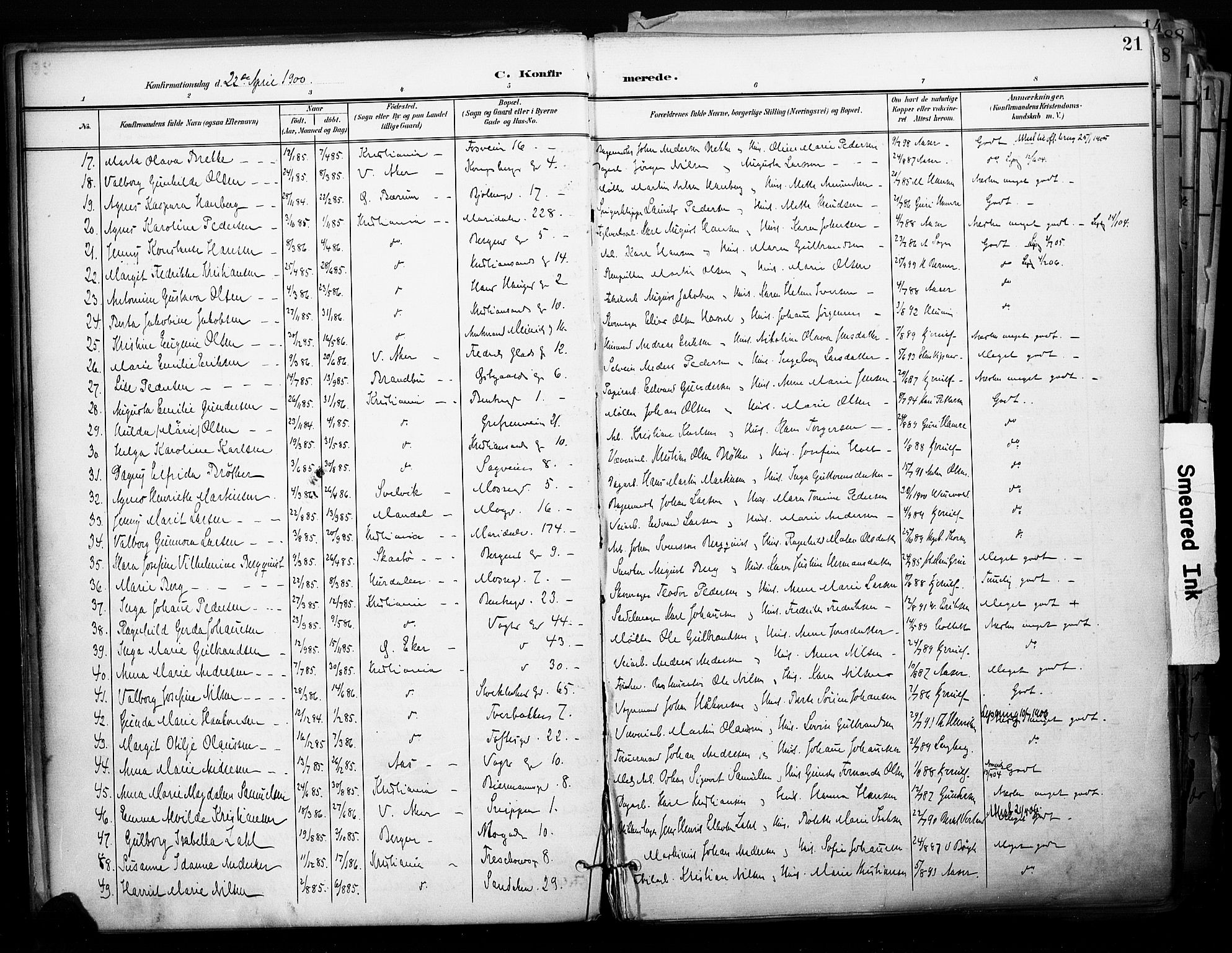 Sagene prestekontor Kirkebøker, AV/SAO-A-10796/F/L0005: Ministerialbok nr. 5, 1898-1911, s. 21