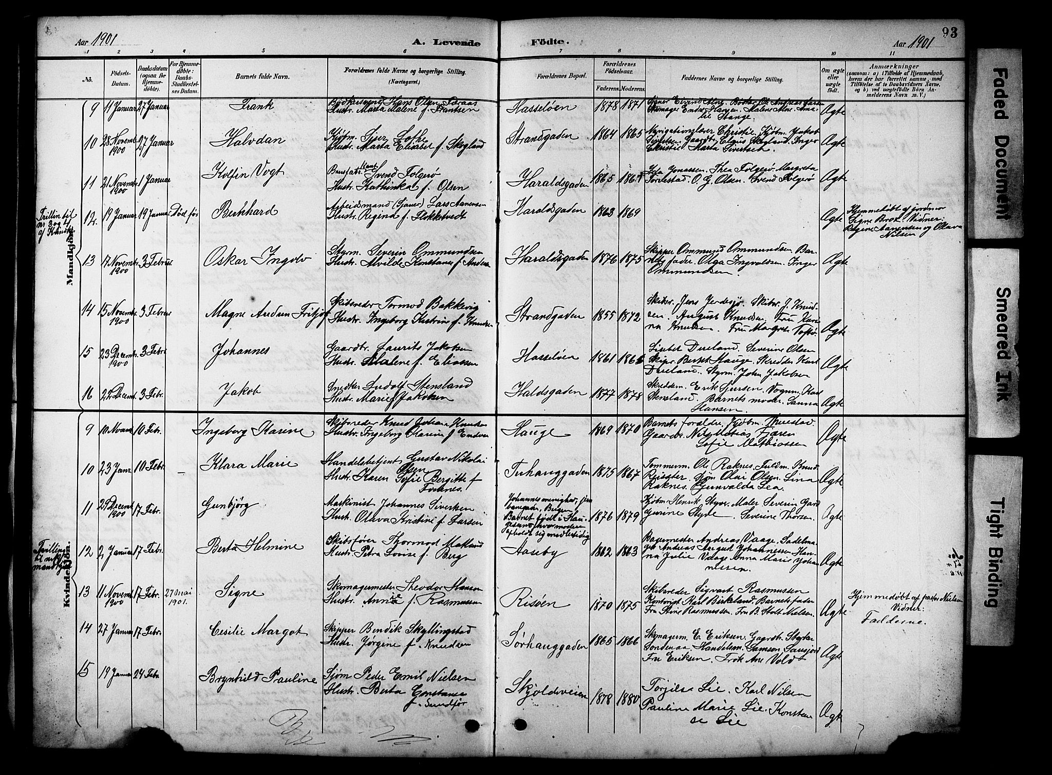 Haugesund sokneprestkontor, AV/SAST-A -101863/H/Ha/Hab/L0005: Klokkerbok nr. B 5, 1894-1908, s. 93