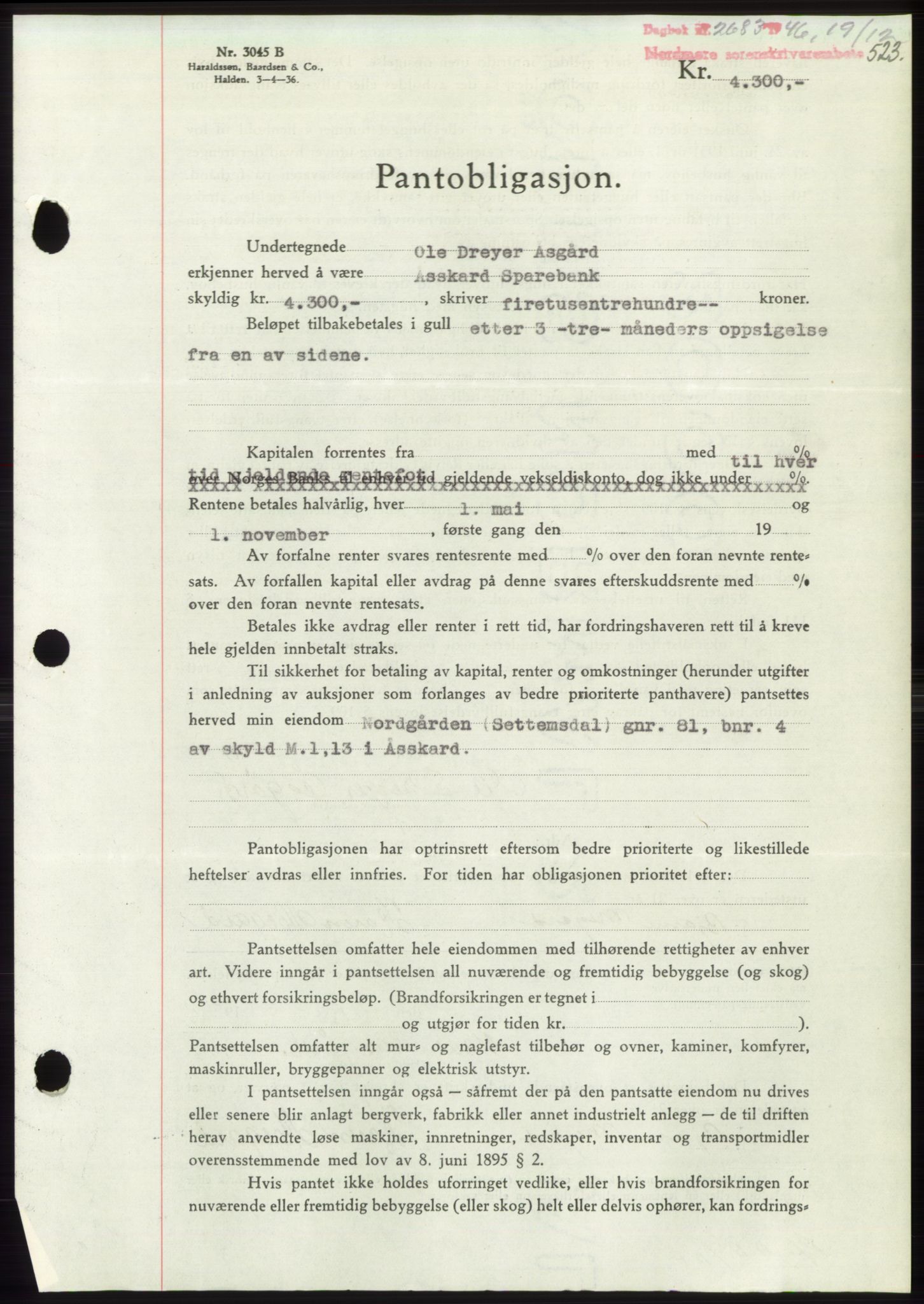 Nordmøre sorenskriveri, SAT/A-4132/1/2/2Ca: Pantebok nr. B95, 1946-1947, Dagboknr: 2683/1946