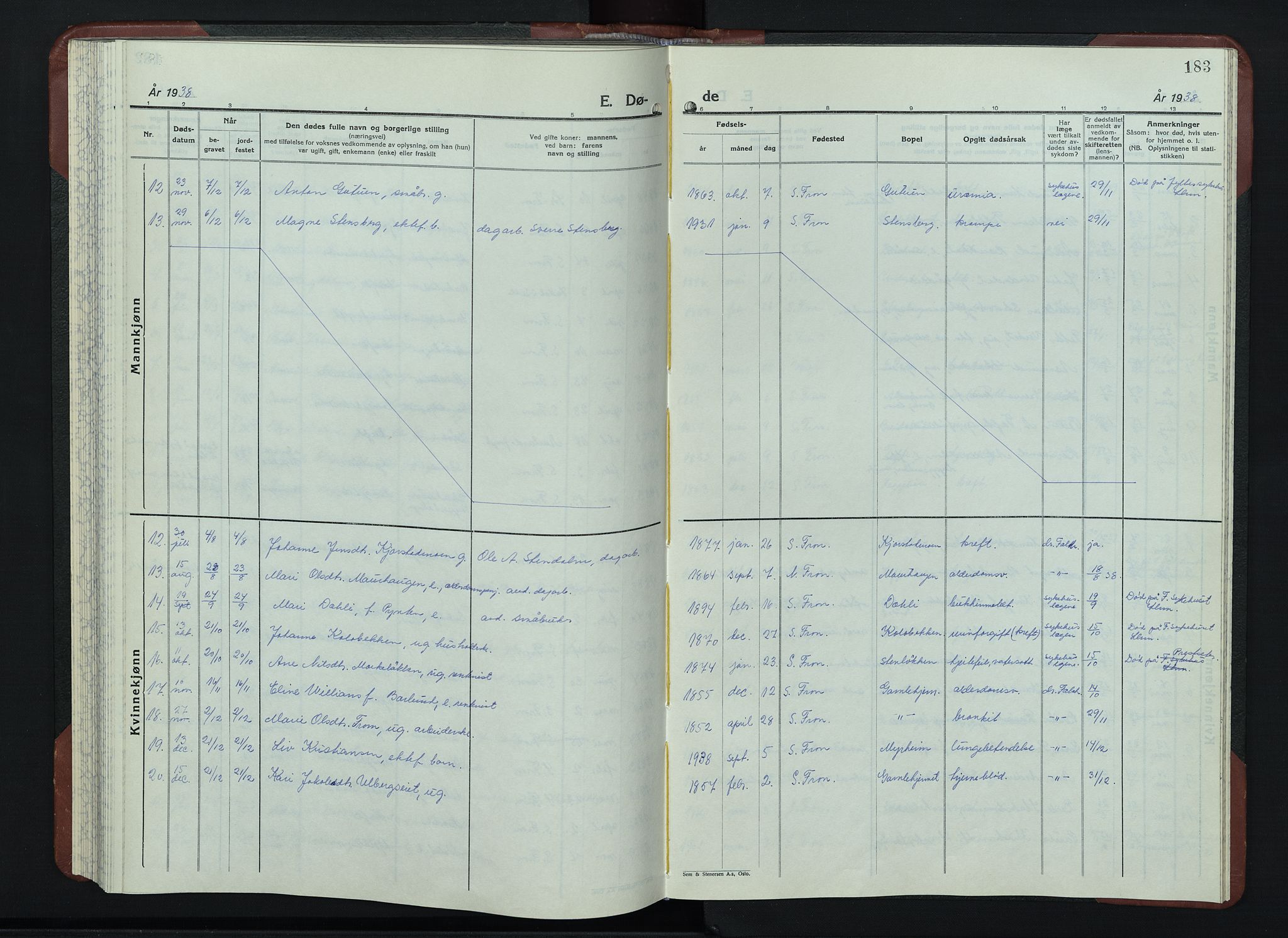 Sør-Fron prestekontor, AV/SAH-PREST-010/H/Ha/Hab/L0006: Klokkerbok nr. 6, 1933-1948, s. 183