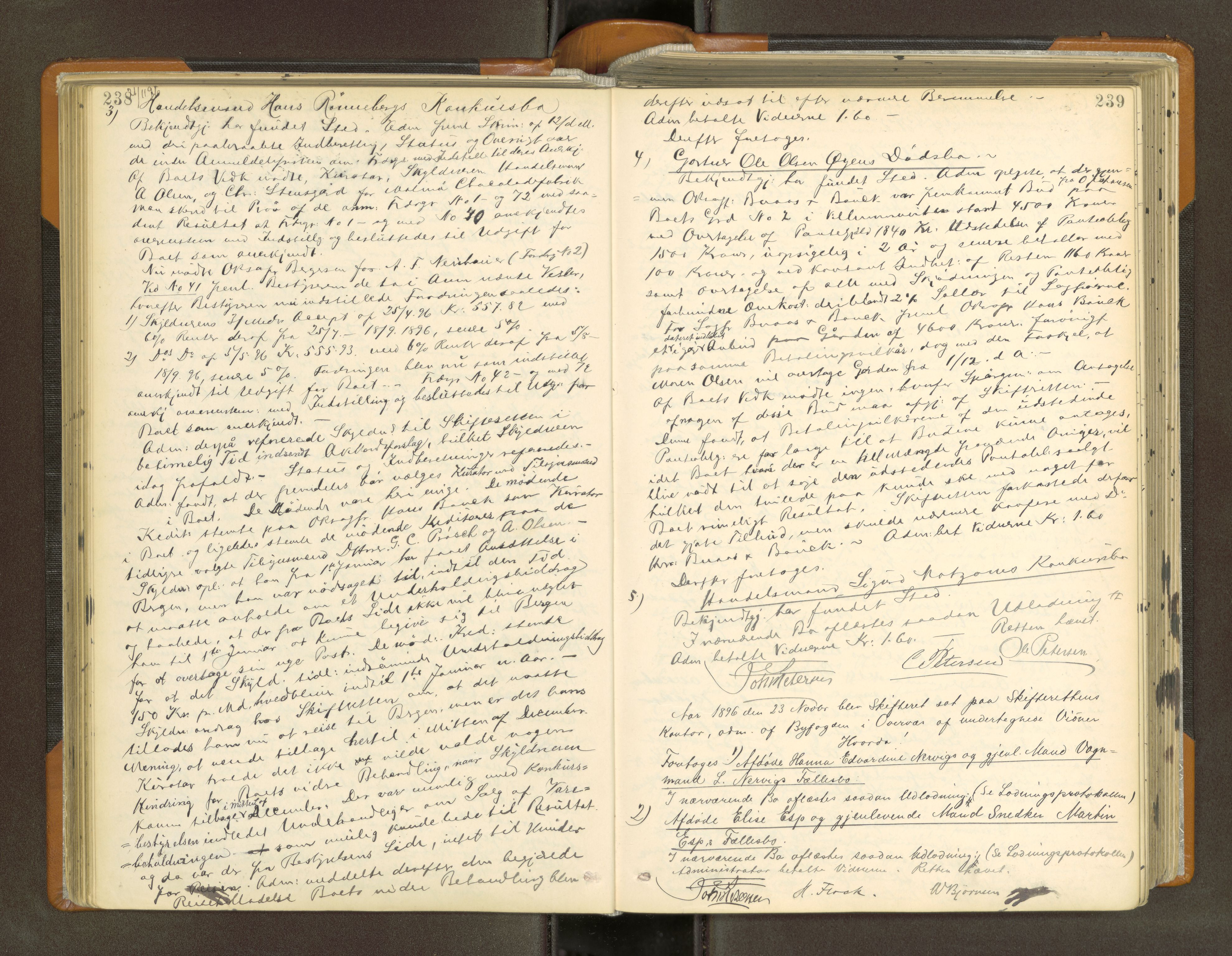 Trondheim byfogd, AV/SAT-A-0003/1/3/3B/L0012: Skiftebehandlingsprotokoll (u/ register) U, 1894-1902, s. 238-239