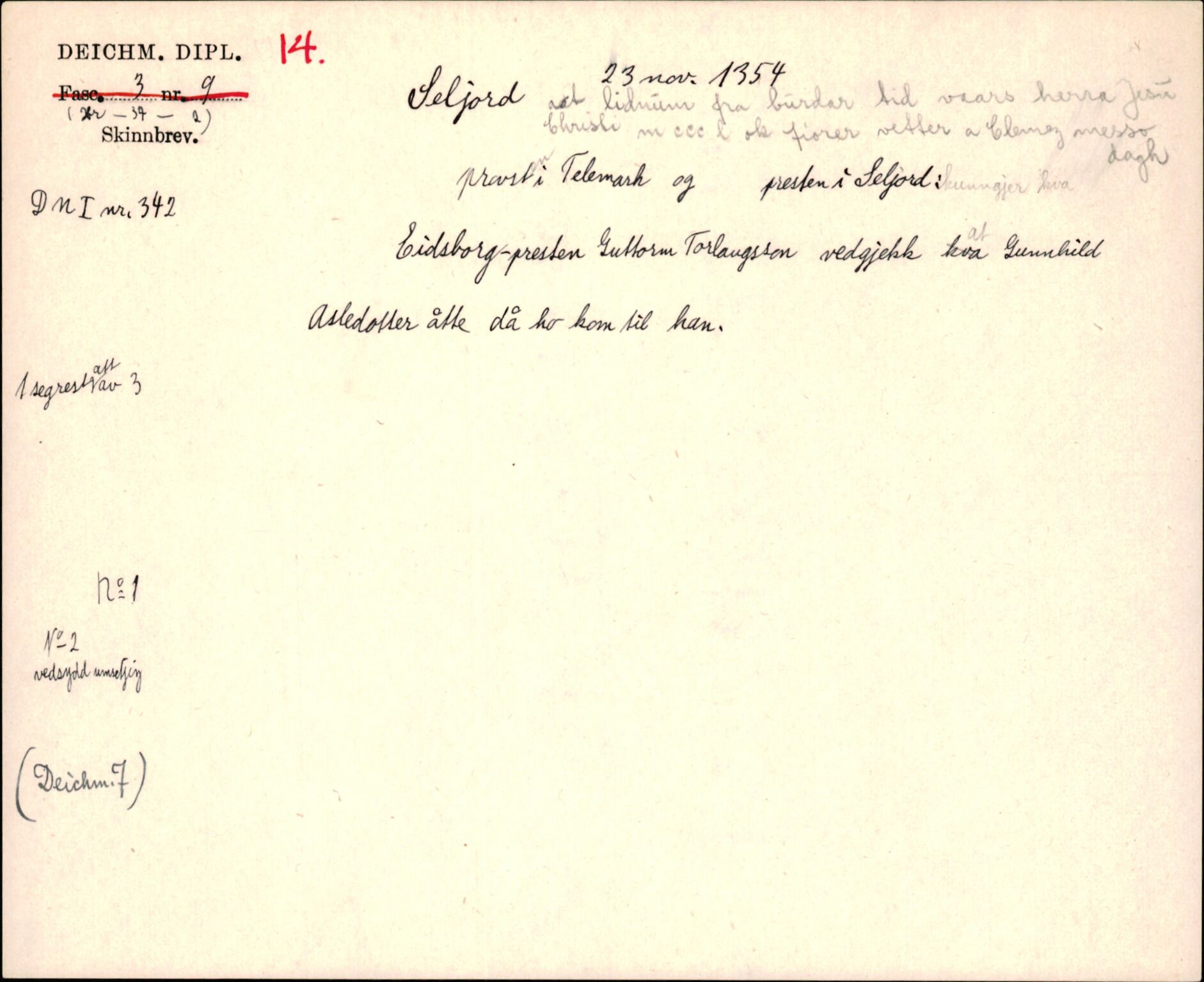 Riksarkivets diplomsamling, AV/RA-EA-5965/F35/F35j/L0001: Regestsedler: Deichmanske diplomer nr. 1-450, s. 33