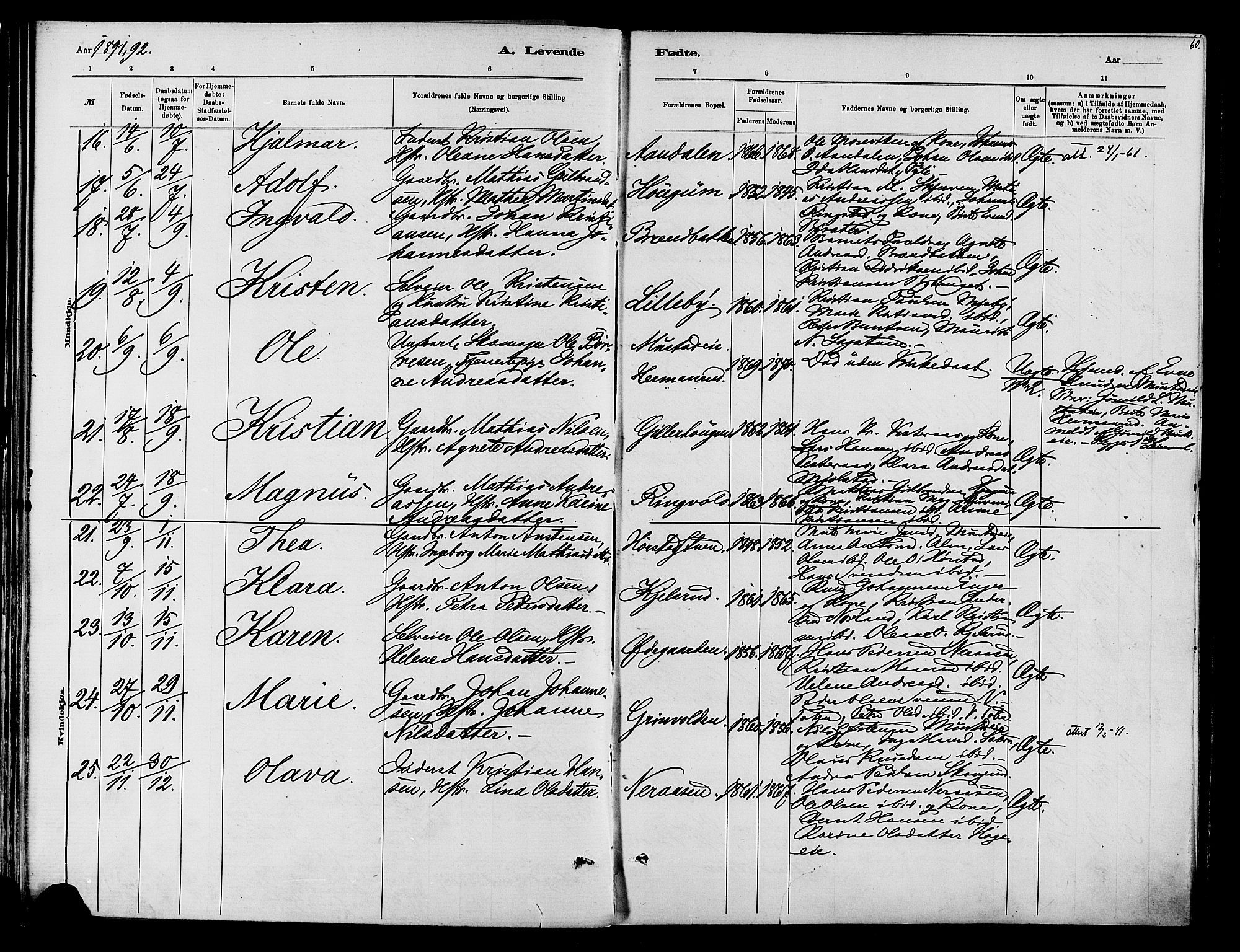 Vardal prestekontor, AV/SAH-PREST-100/H/Ha/Haa/L0010: Ministerialbok nr. 10, 1878-1893, s. 60