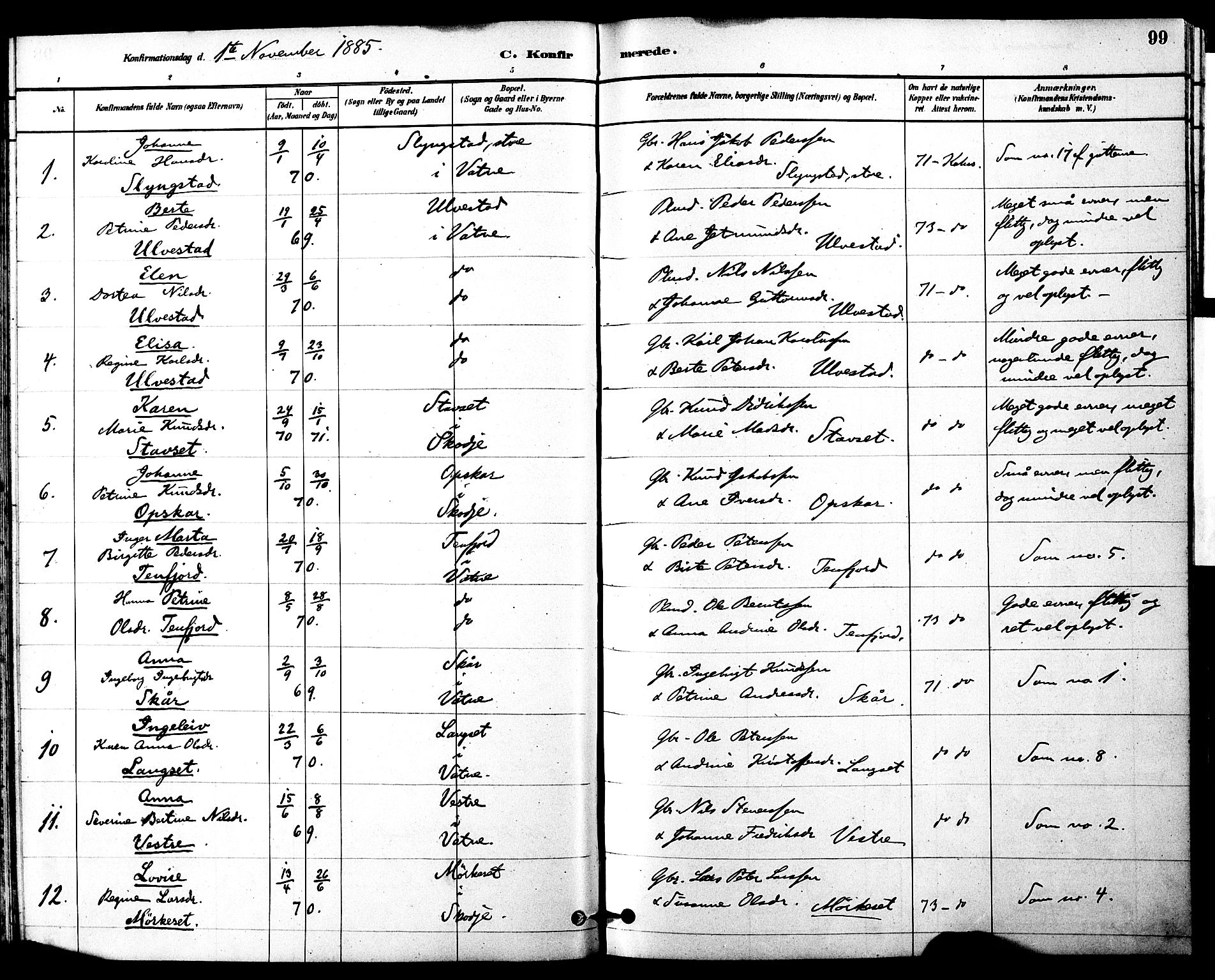 Ministerialprotokoller, klokkerbøker og fødselsregistre - Møre og Romsdal, AV/SAT-A-1454/525/L0374: Ministerialbok nr. 525A04, 1880-1899, s. 99