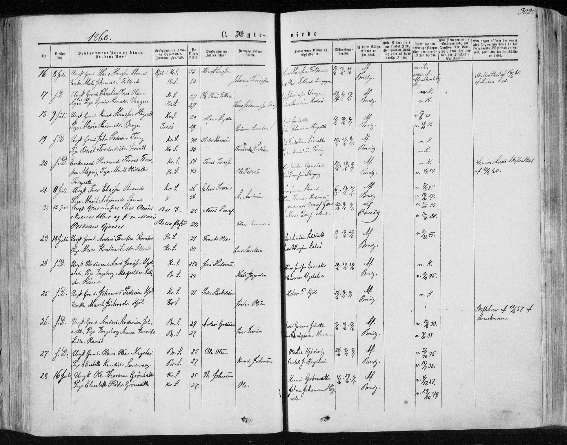 Ministerialprotokoller, klokkerbøker og fødselsregistre - Møre og Romsdal, AV/SAT-A-1454/568/L0804: Ministerialbok nr. 568A11, 1854-1868, s. 302