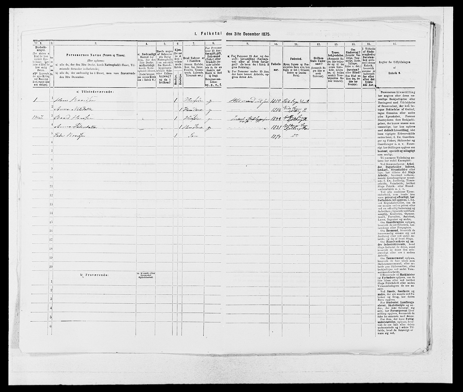 SAB, Folketelling 1875 for 1213P Fjelberg prestegjeld, 1875, s. 602