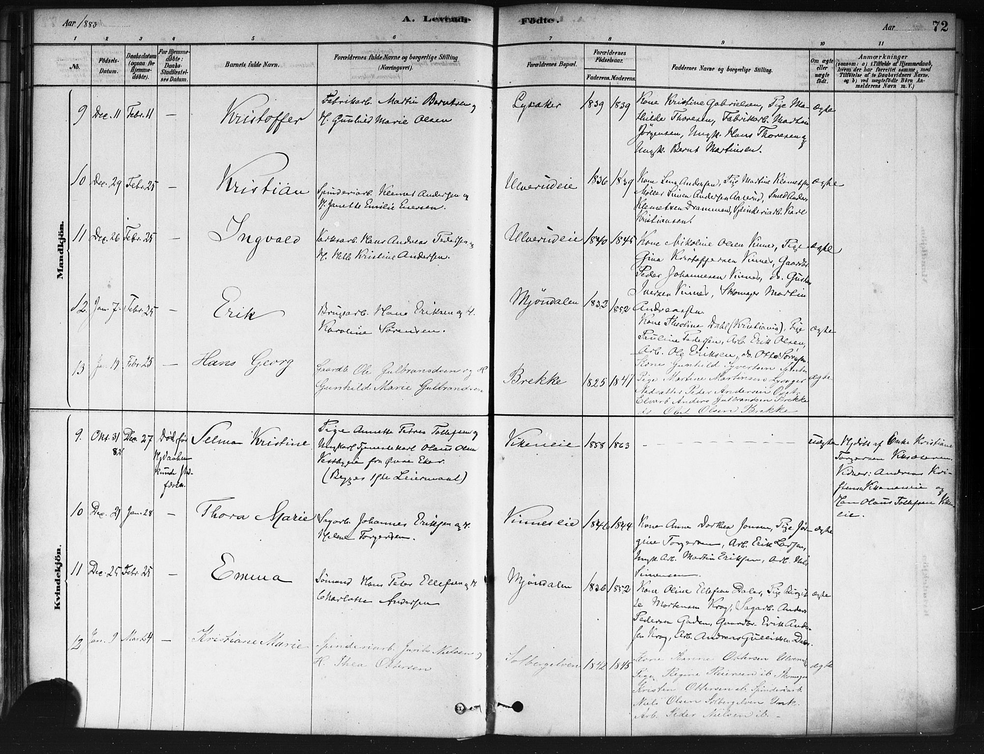 Nedre Eiker kirkebøker, AV/SAKO-A-612/F/Fa/L0002: Ministerialbok nr. 2, 1878-1885, s. 72