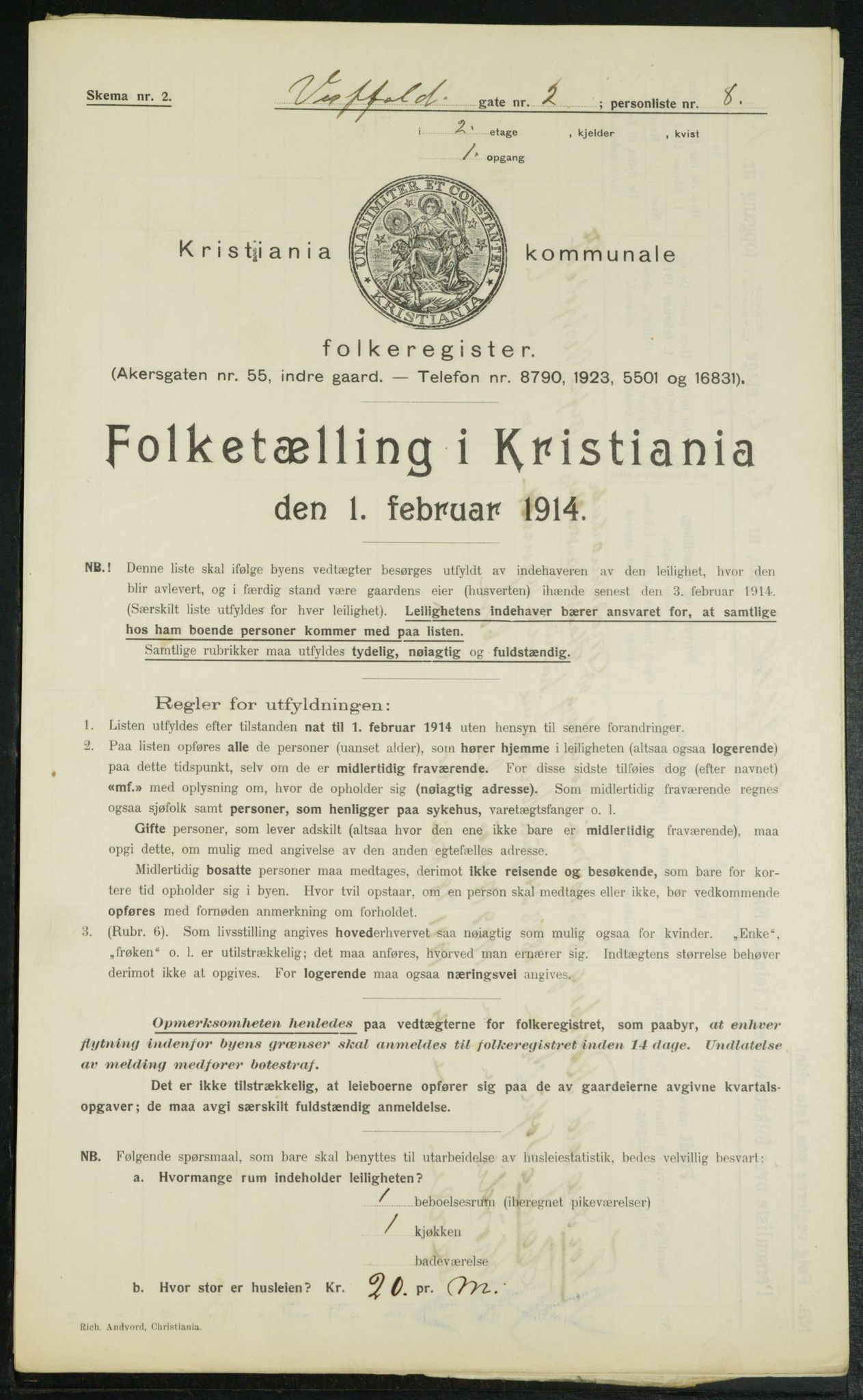 OBA, Kommunal folketelling 1.2.1914 for Kristiania, 1914, s. 123470