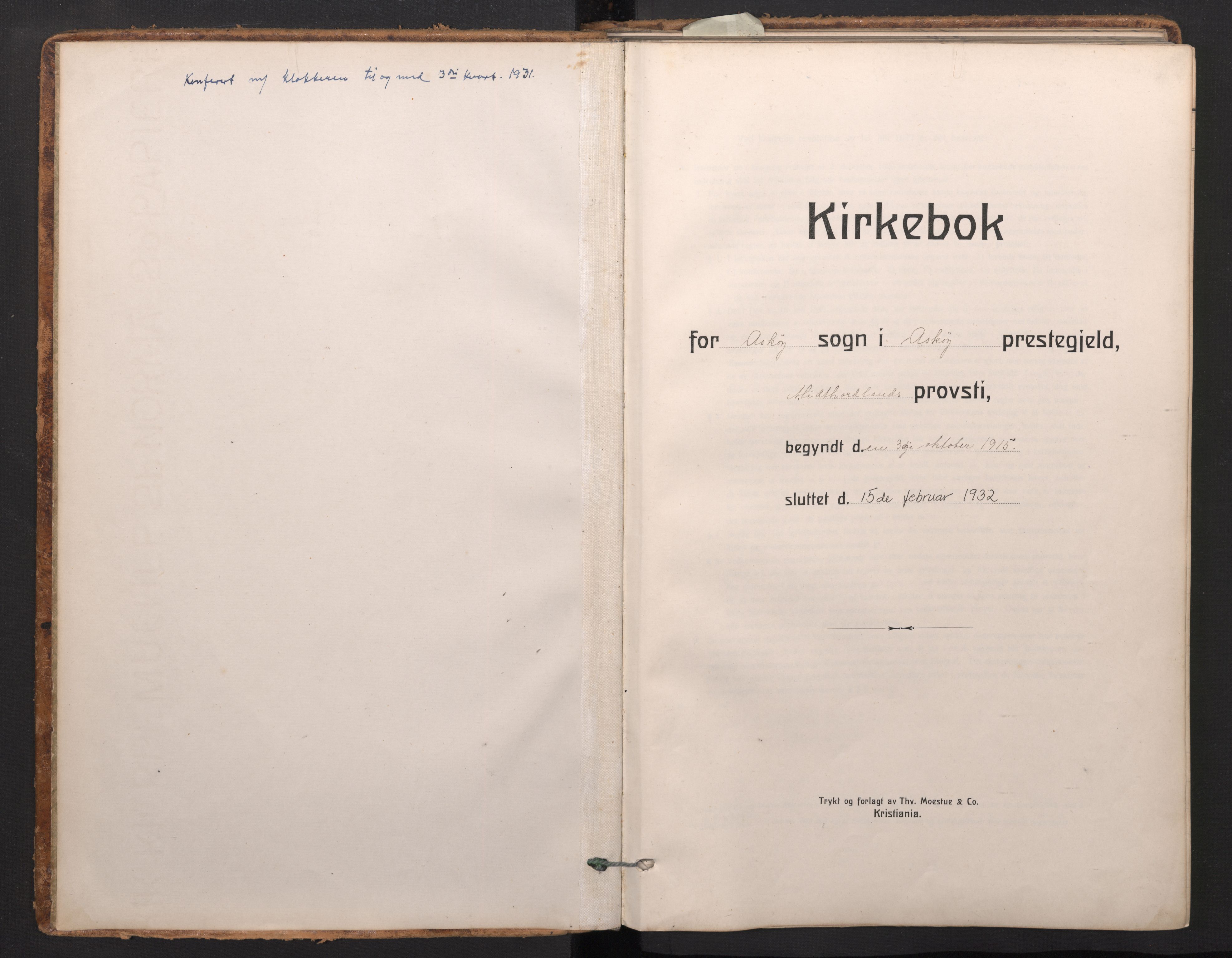 Askøy Sokneprestembete, SAB/A-74101/H/Ha/Haa/Haad/L0002: Ministerialbok nr. D 2, 1915-1935