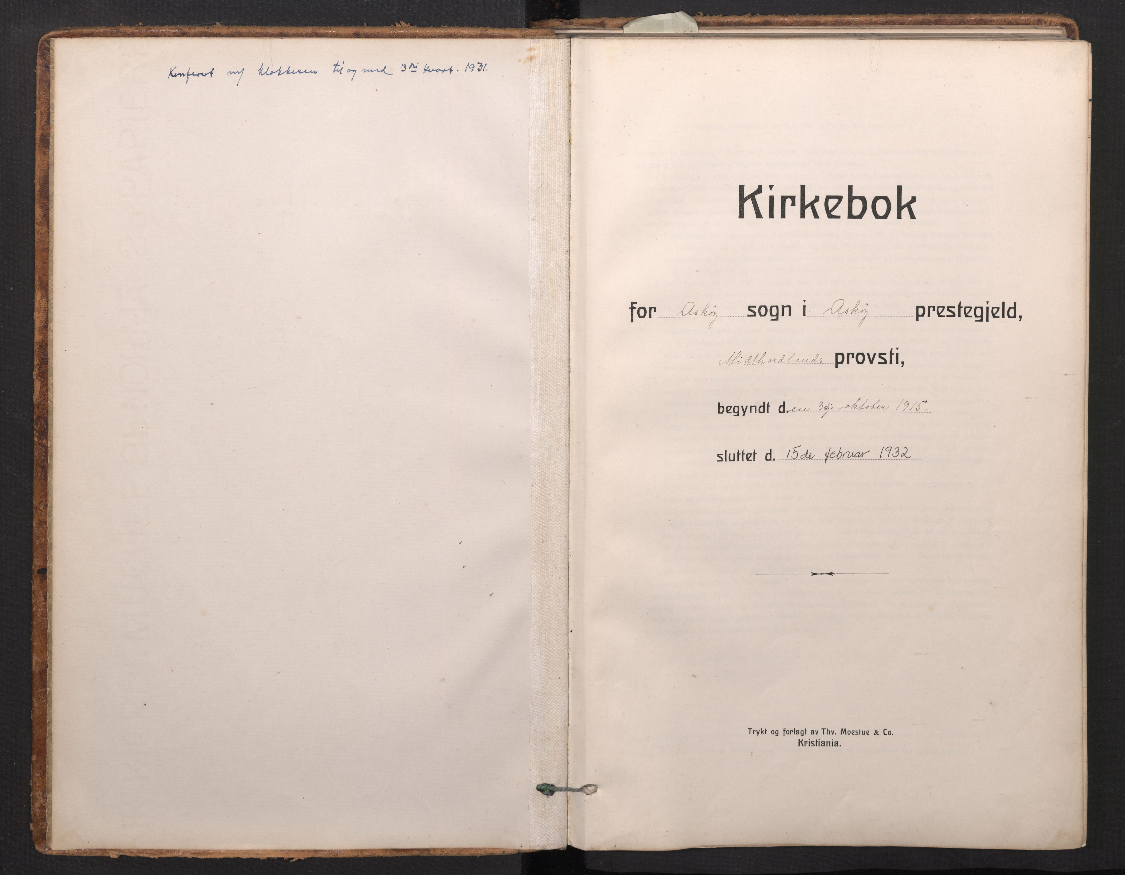 Askøy Sokneprestembete, AV/SAB-A-74101/H/Ha/Haa/Haad/L0002: Ministerialbok nr. D 2, 1915-1935