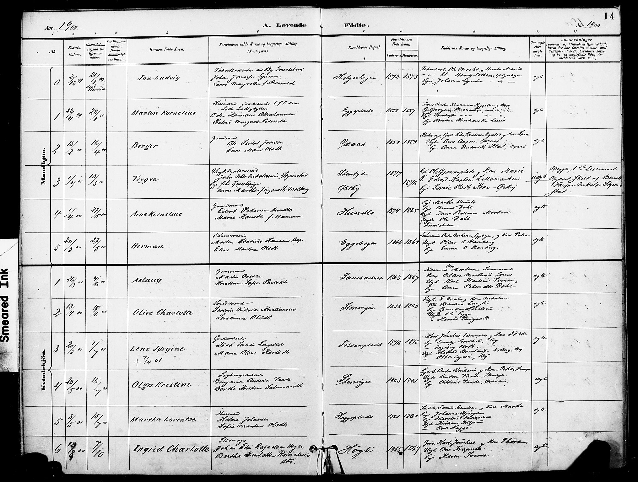 Ministerialprotokoller, klokkerbøker og fødselsregistre - Nord-Trøndelag, SAT/A-1458/740/L0379: Ministerialbok nr. 740A02, 1895-1907, s. 14