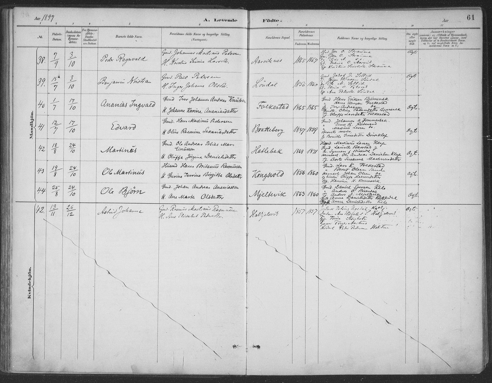 Ministerialprotokoller, klokkerbøker og fødselsregistre - Møre og Romsdal, AV/SAT-A-1454/511/L0142: Ministerialbok nr. 511A09, 1891-1905, s. 61