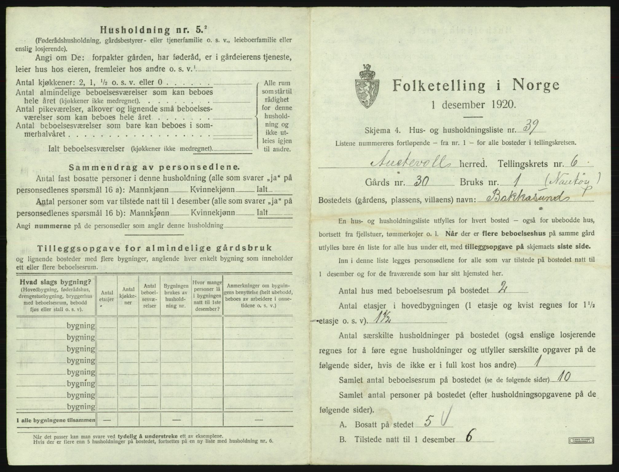 SAB, Folketelling 1920 for 1244 Austevoll herred, 1920, s. 448
