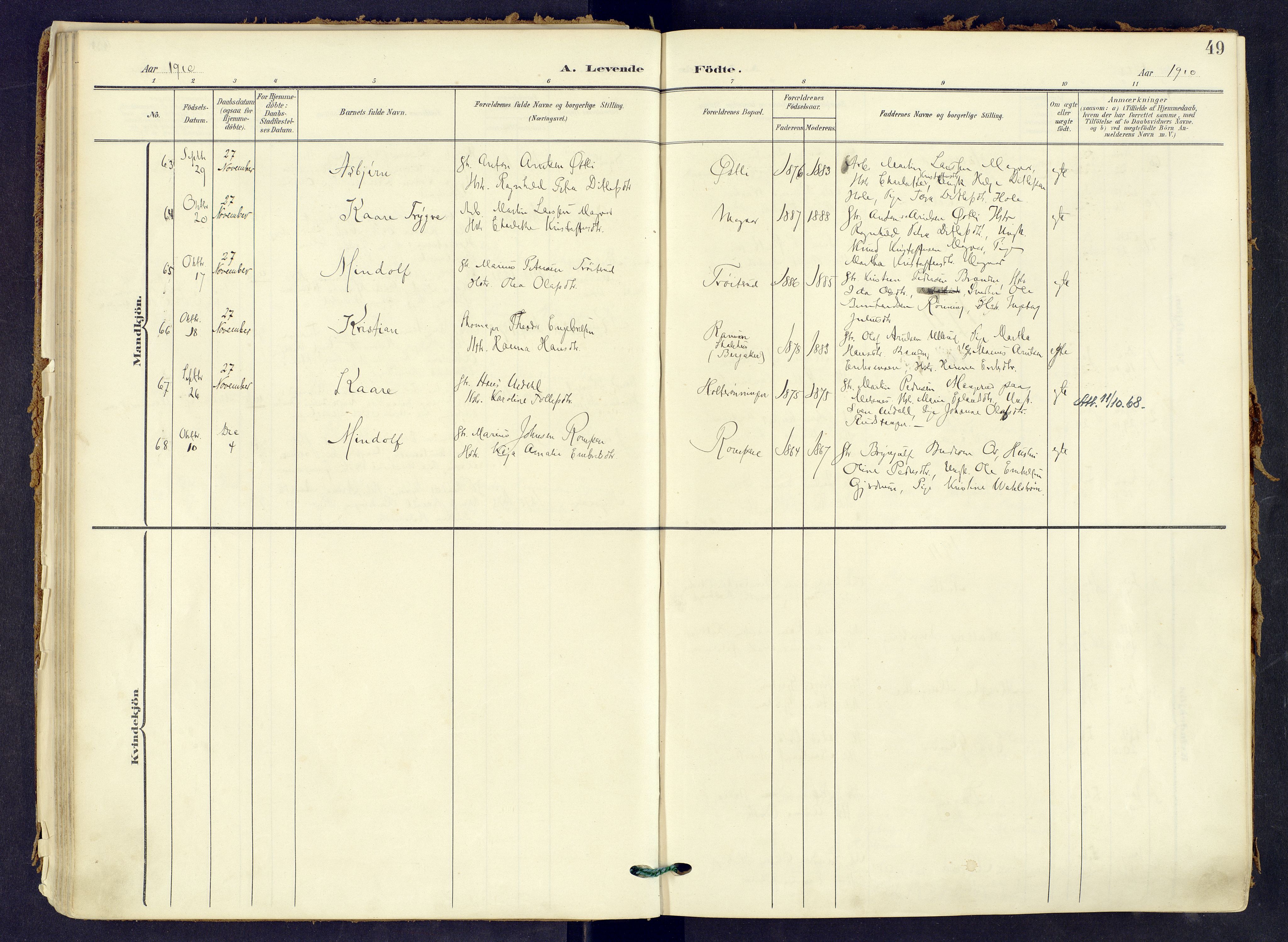 Våler prestekontor, Hedmark, AV/SAH-PREST-040/H/Ha/Haa/L0008: Ministerialbok nr. 8, 1905-1921, s. 49
