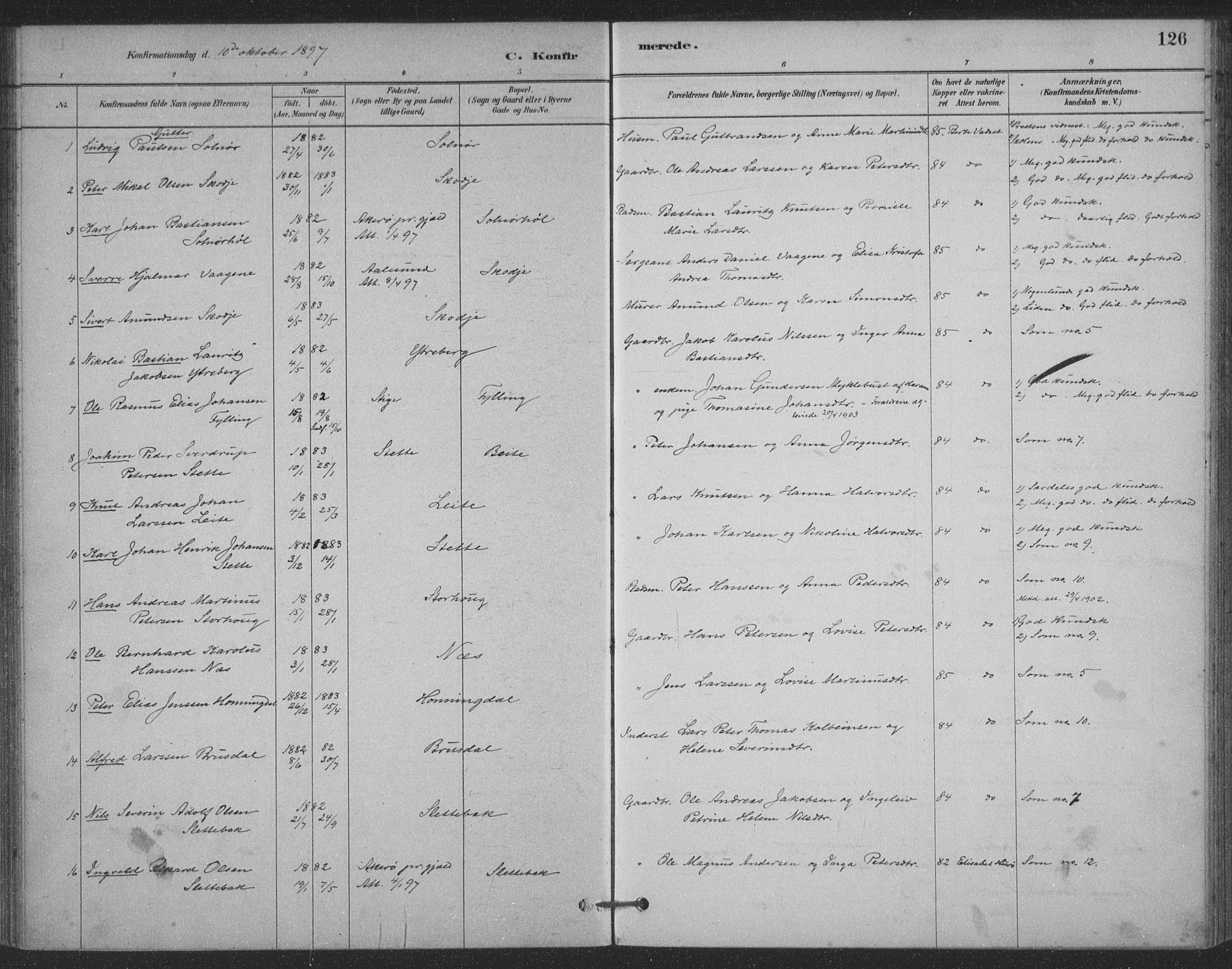 Ministerialprotokoller, klokkerbøker og fødselsregistre - Møre og Romsdal, AV/SAT-A-1454/524/L0356: Ministerialbok nr. 524A08, 1880-1899, s. 126