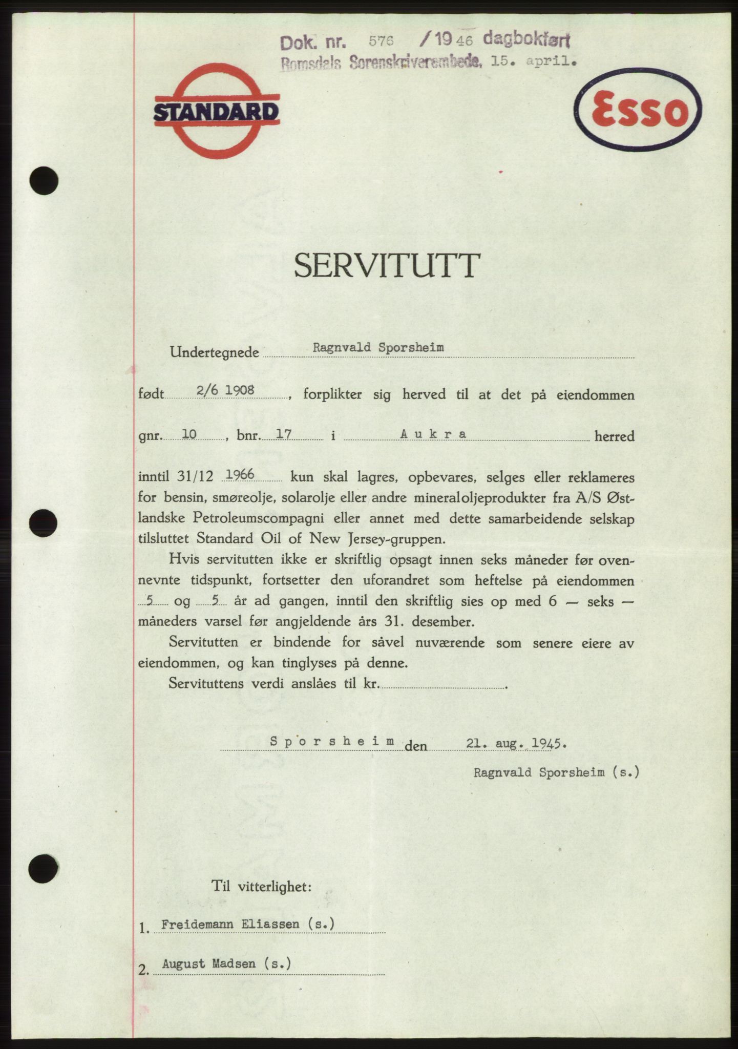 Romsdal sorenskriveri, SAT/A-4149/1/2/2C: Pantebok nr. B3, 1946-1948, Dagboknr: 576/1946