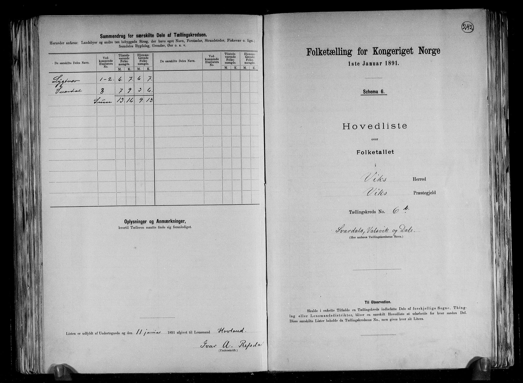 RA, Folketelling 1891 for 1417 Vik herred, 1891, s. 17