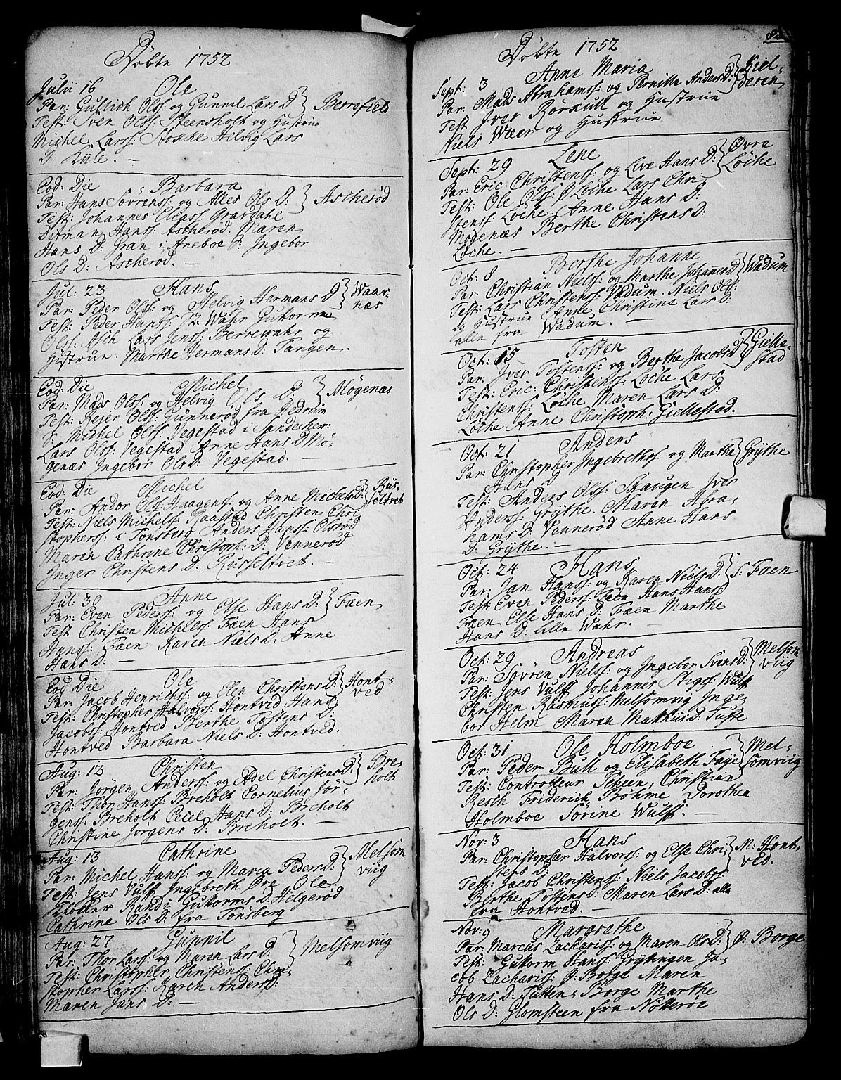 Stokke kirkebøker, SAKO/A-320/F/Fa/L0002: Ministerialbok nr. I 2, 1732-1770, s. 88
