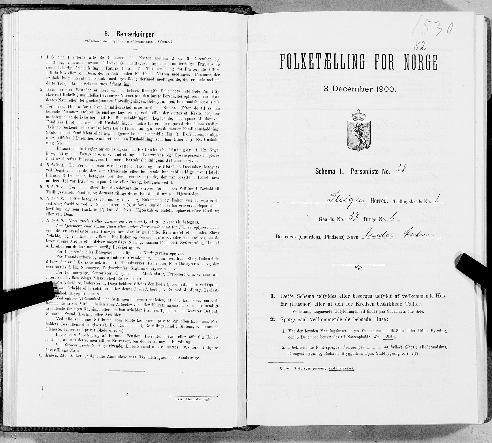 SAT, Folketelling 1900 for 1848 Steigen herred, 1900, s. 107
