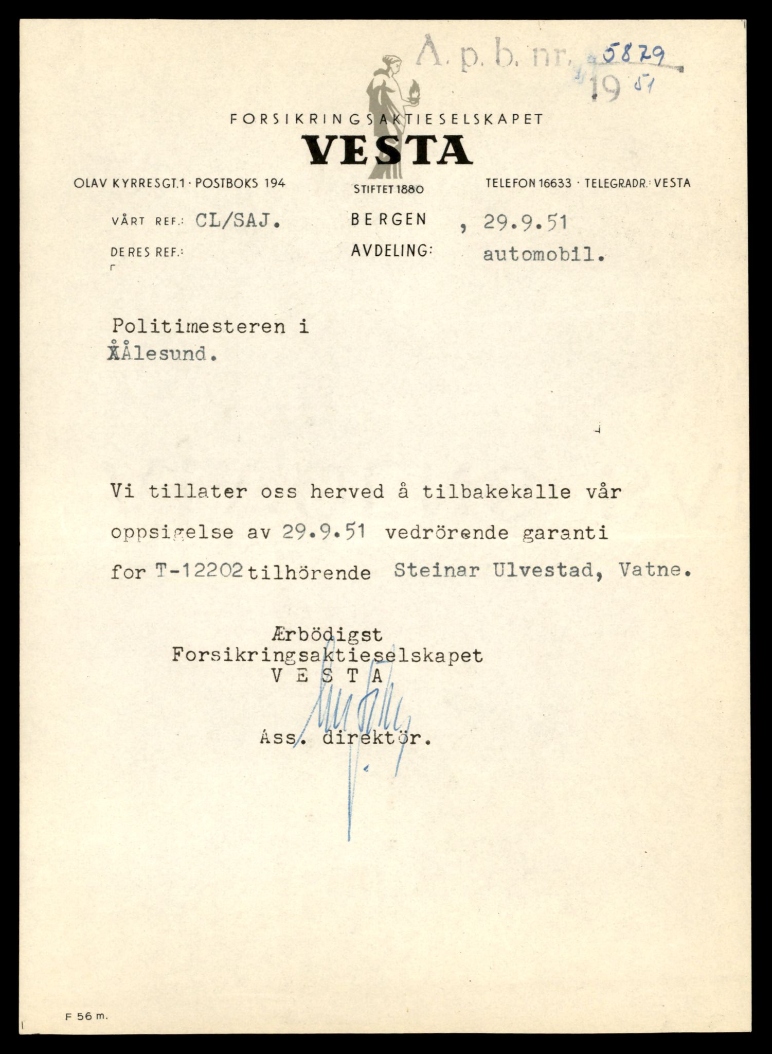 Møre og Romsdal vegkontor - Ålesund trafikkstasjon, AV/SAT-A-4099/F/Fe/L0033: Registreringskort for kjøretøy T 12151 - T 12474, 1927-1998, s. 1291
