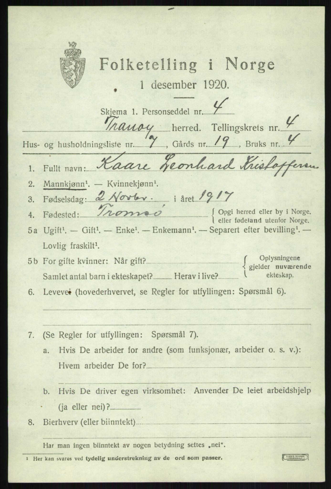 SATØ, Folketelling 1920 for 1927 Tranøy herred, 1920, s. 2059