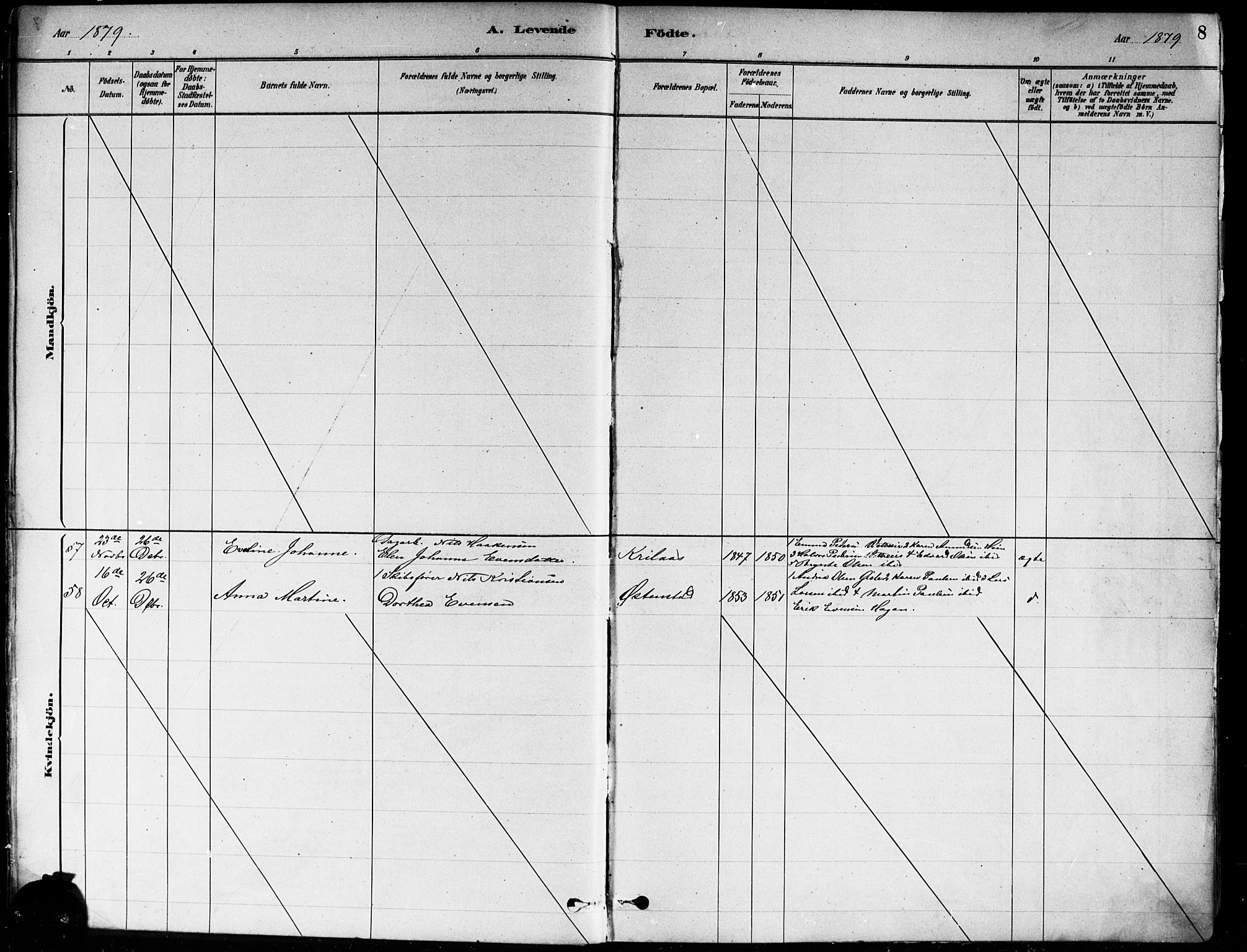 Asker prestekontor Kirkebøker, SAO/A-10256a/F/Fa/L0013: Ministerialbok nr. I 13, 1879-1896, s. 8