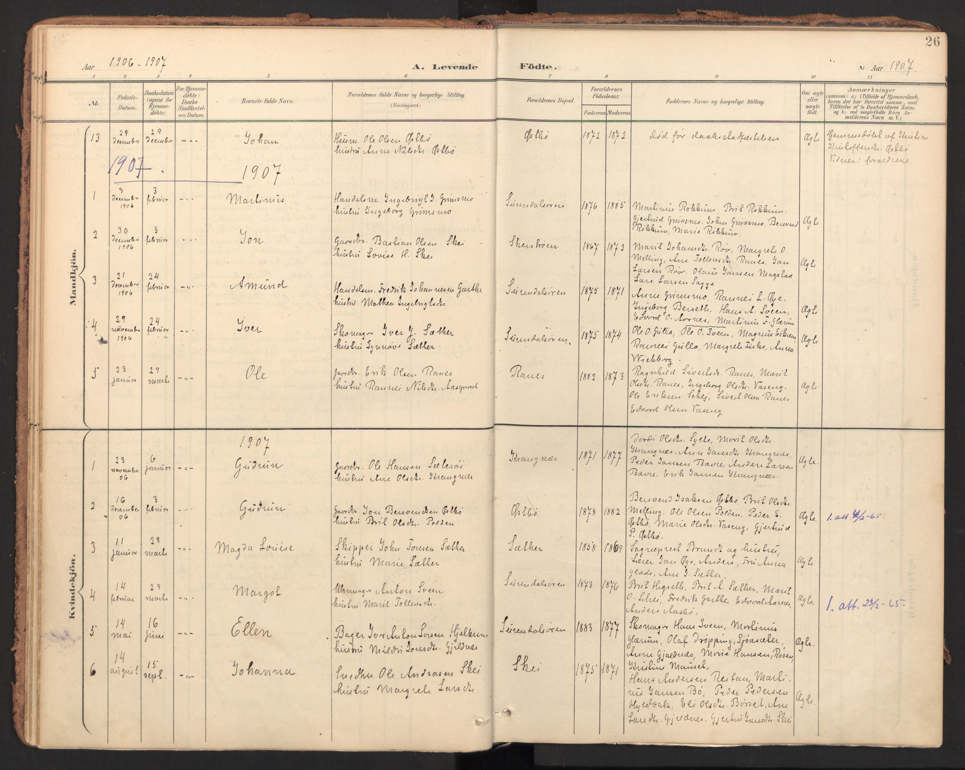 Ministerialprotokoller, klokkerbøker og fødselsregistre - Møre og Romsdal, SAT/A-1454/596/L1057: Ministerialbok nr. 596A02, 1900-1917, s. 26