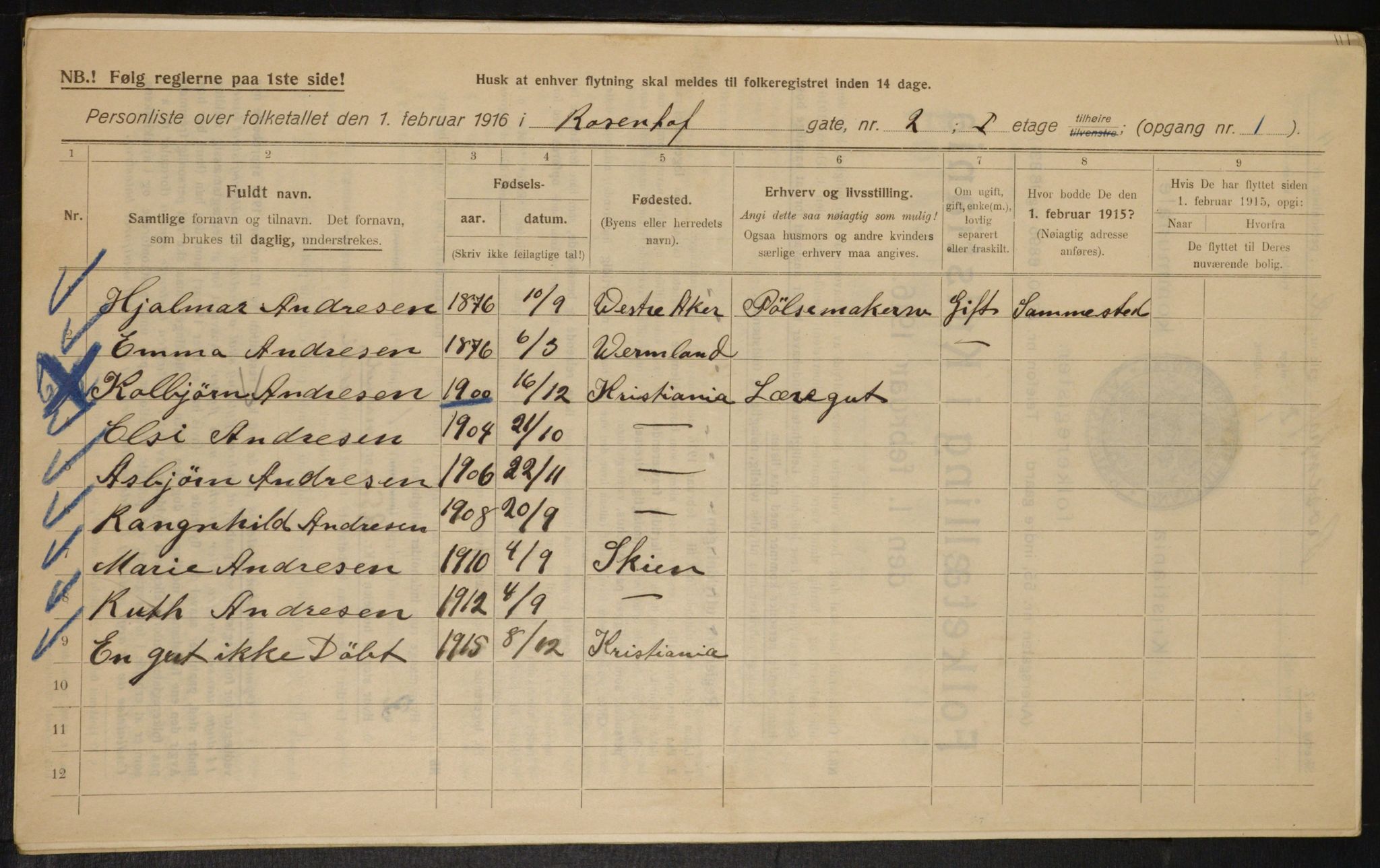 OBA, Kommunal folketelling 1.2.1916 for Kristiania, 1916, s. 85843