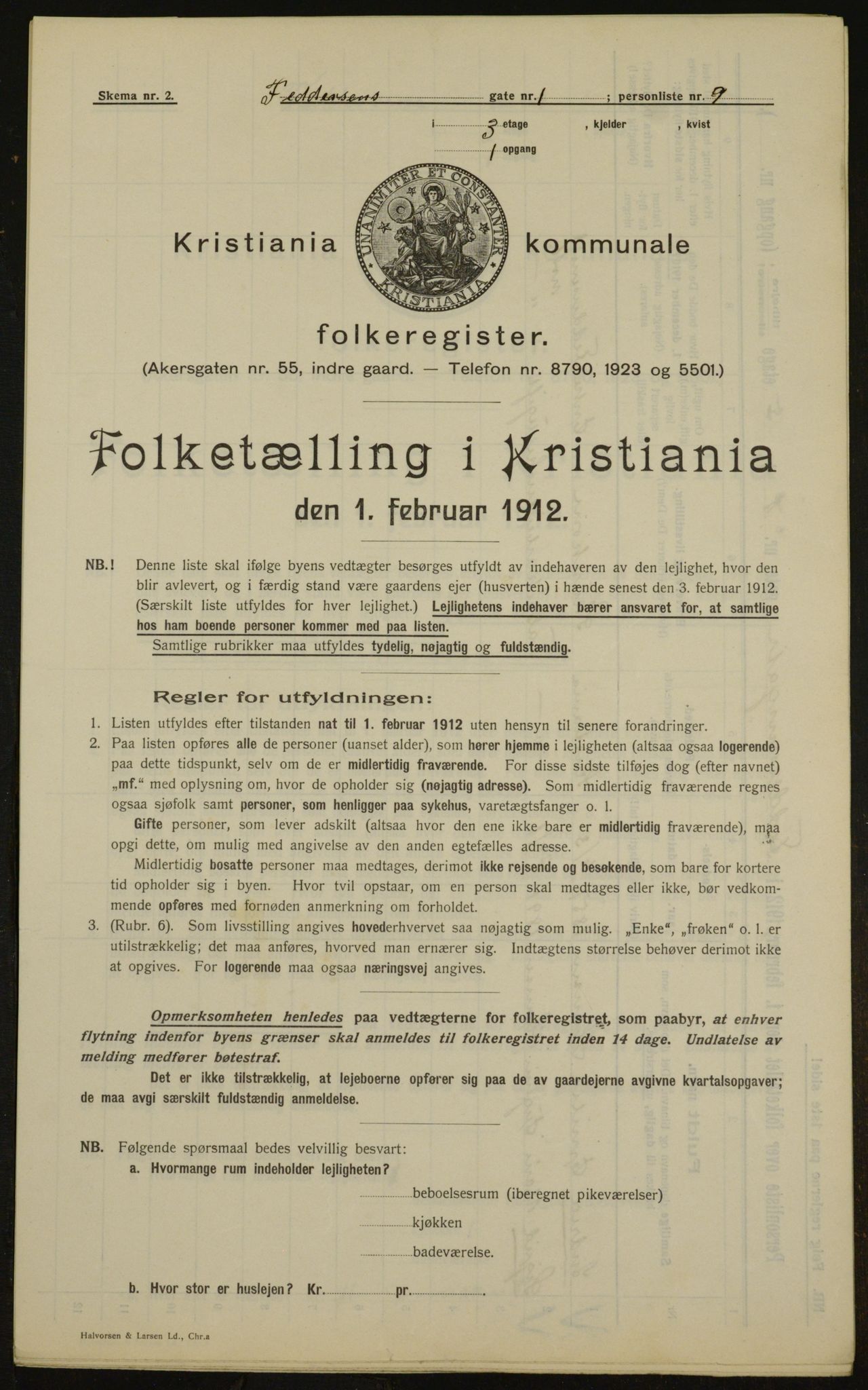 OBA, Kommunal folketelling 1.2.1912 for Kristiania, 1912, s. 23968