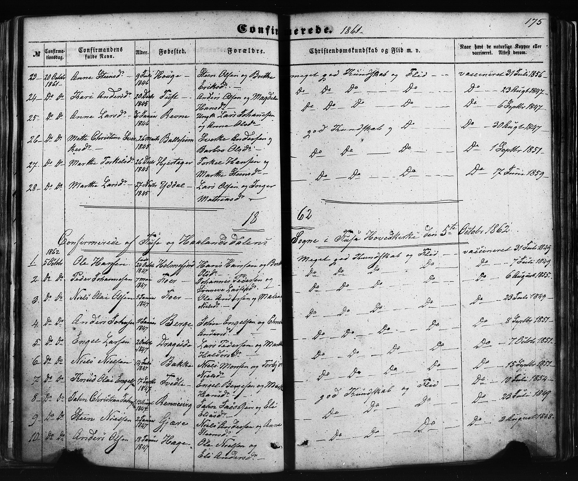 Fusa sokneprestembete, AV/SAB-A-75401/H/Haa: Ministerialbok nr. A 1I, 1855-1879, s. 175