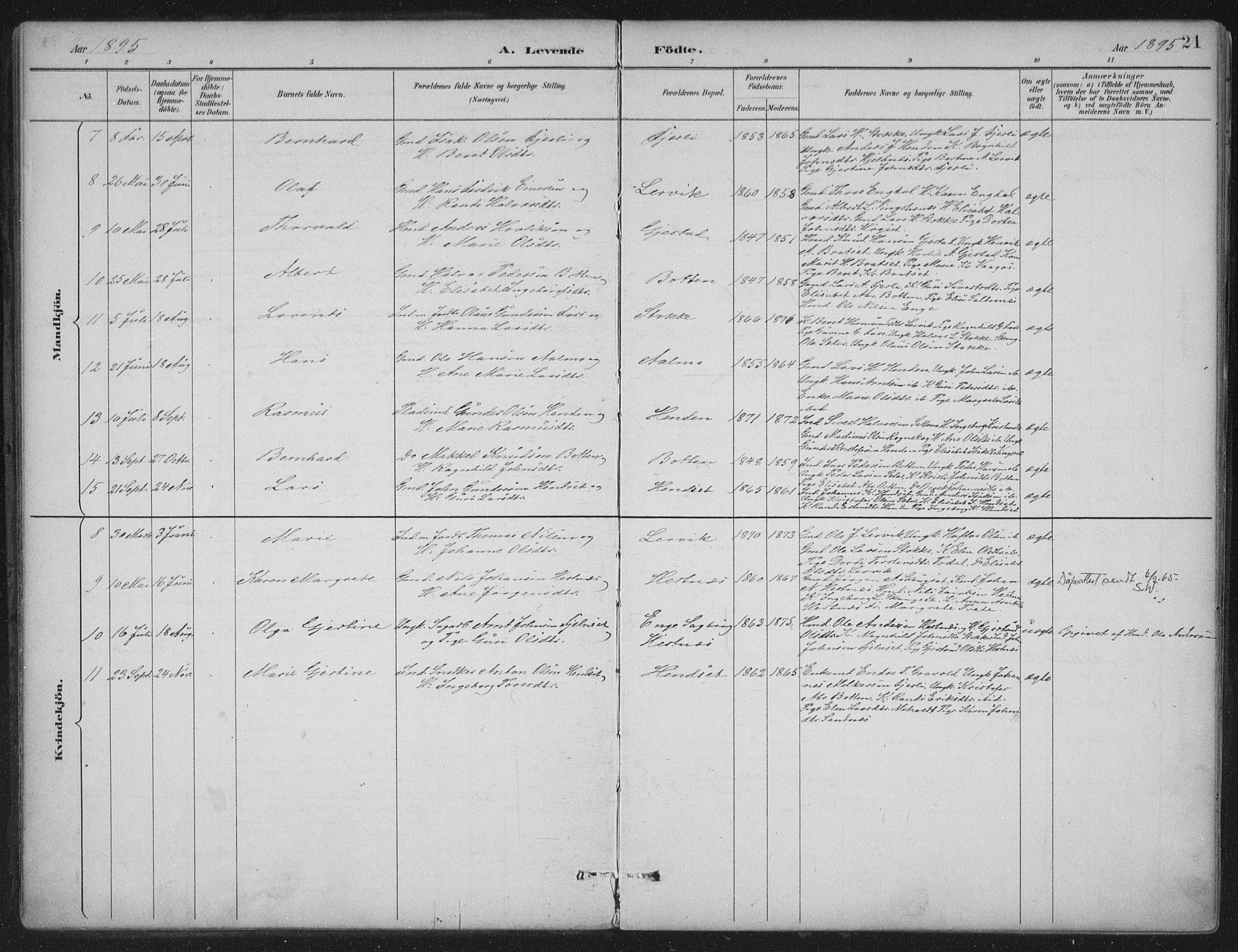 Ministerialprotokoller, klokkerbøker og fødselsregistre - Møre og Romsdal, AV/SAT-A-1454/580/L0925: Ministerialbok nr. 580A02, 1888-1913, s. 21