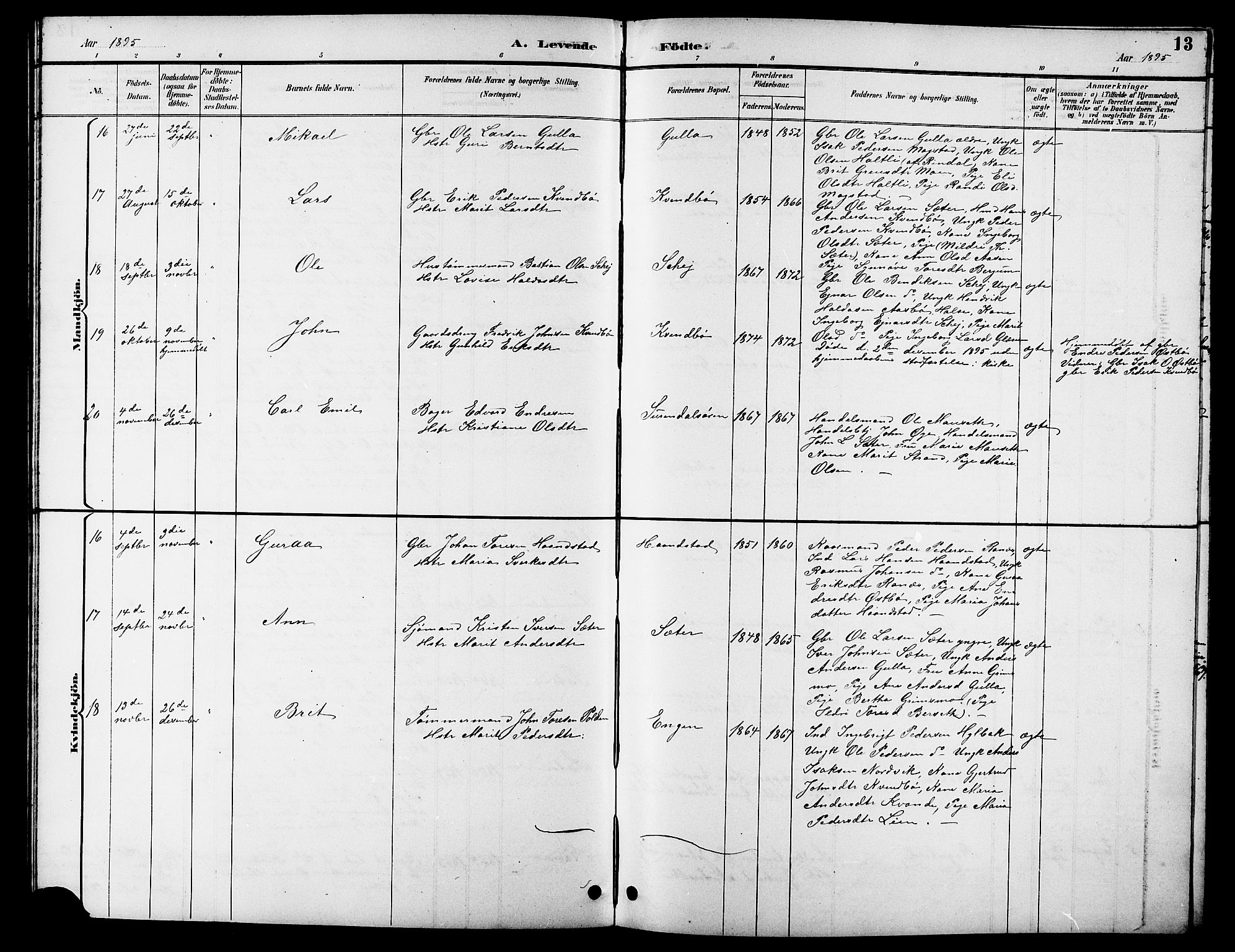 Ministerialprotokoller, klokkerbøker og fødselsregistre - Møre og Romsdal, AV/SAT-A-1454/596/L1058: Klokkerbok nr. 596C01, 1891-1907, s. 13