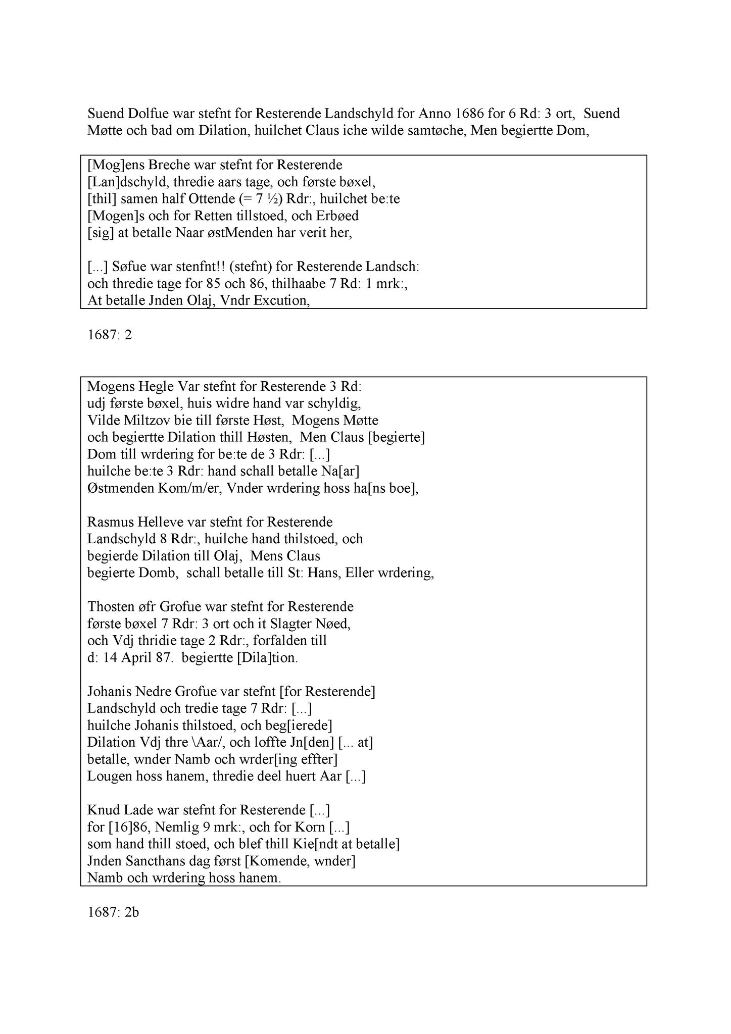 Samling av fulltekstavskrifter, SAB/FULLTEKST/A/12/0060: Hardanger og Voss sorenskriveri, tingbok nr. Ab 17 for Voss, 1687-1688