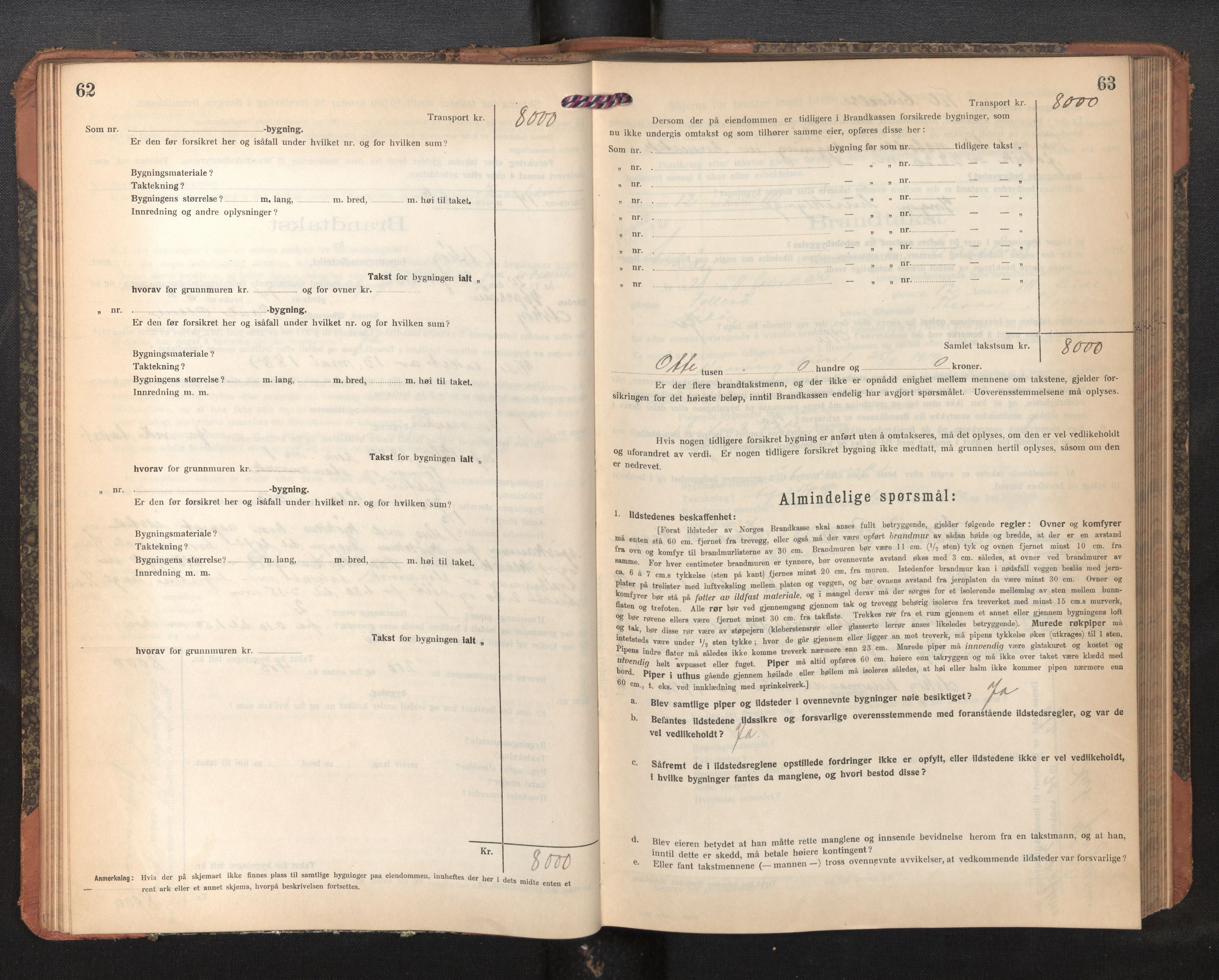 Lensmannen i Askøy, AV/SAB-A-31001/0012/L0008: Branntakstprotokoll, skjematakst, 1919-1927, s. 62-63