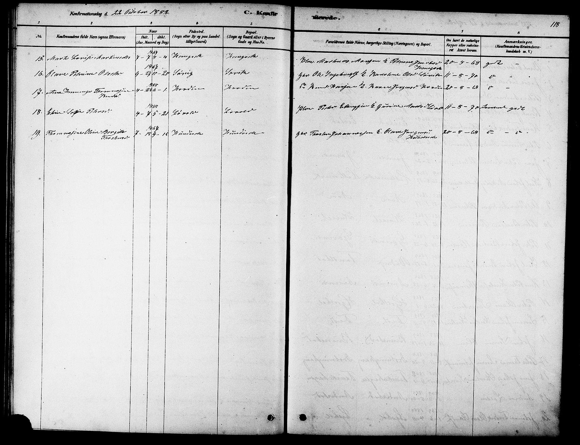 Ministerialprotokoller, klokkerbøker og fødselsregistre - Møre og Romsdal, SAT/A-1454/523/L0339: Klokkerbok nr. 523C02, 1878-1891, s. 118