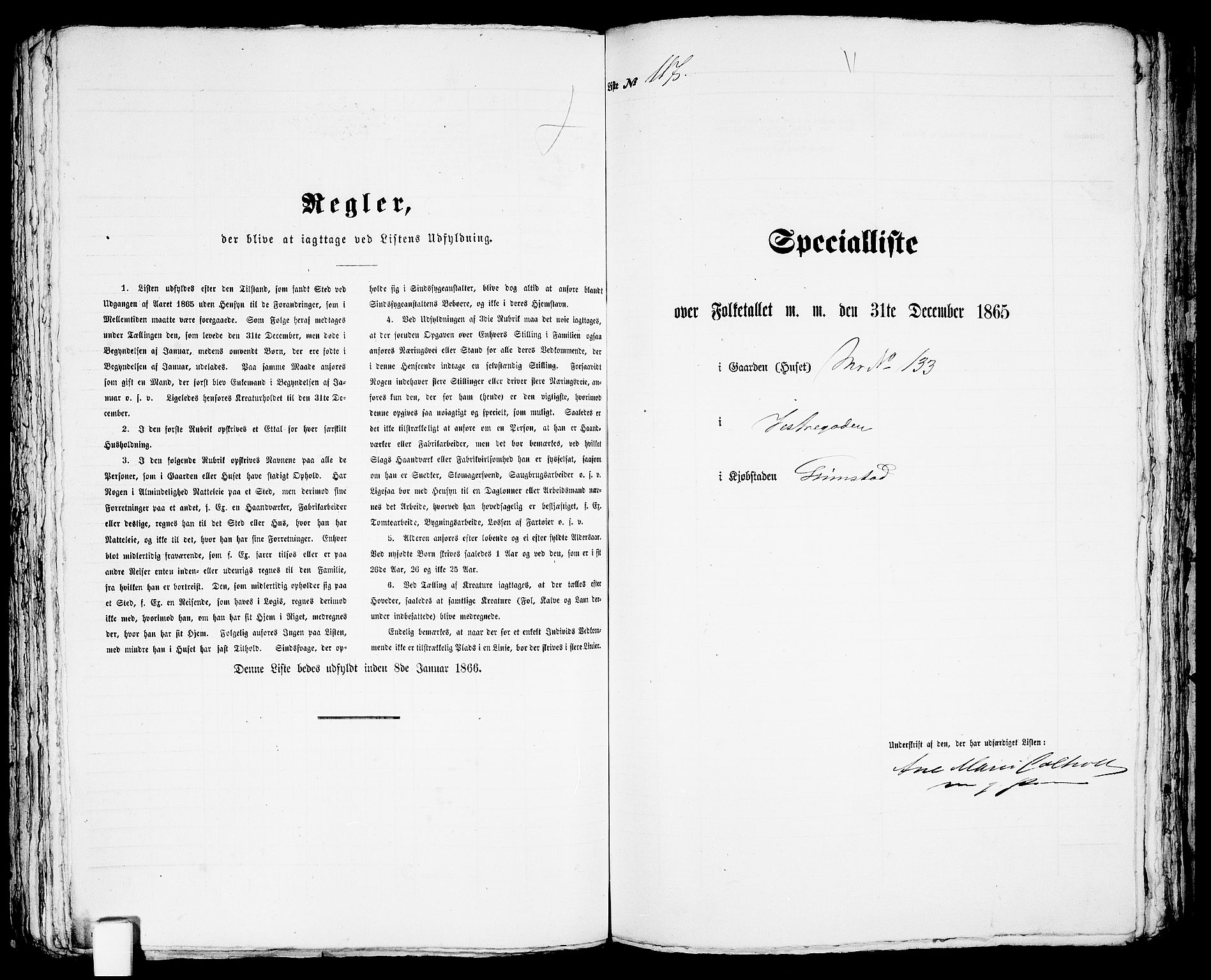 RA, Folketelling 1865 for 0904B Fjære prestegjeld, Grimstad kjøpstad, 1865, s. 239