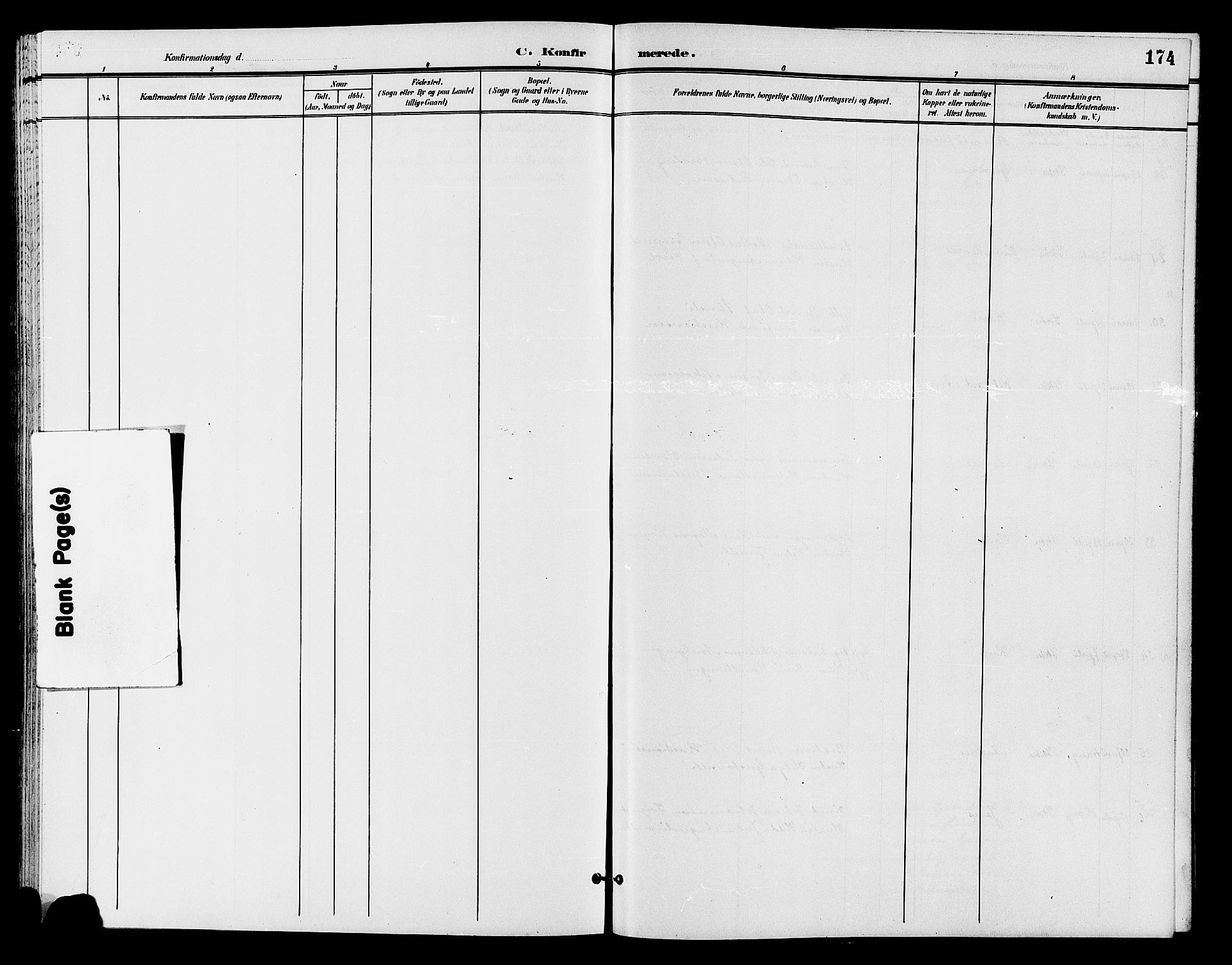 Østre Toten prestekontor, AV/SAH-PREST-104/H/Ha/Hab/L0007: Klokkerbok nr. 7, 1901-1912, s. 174