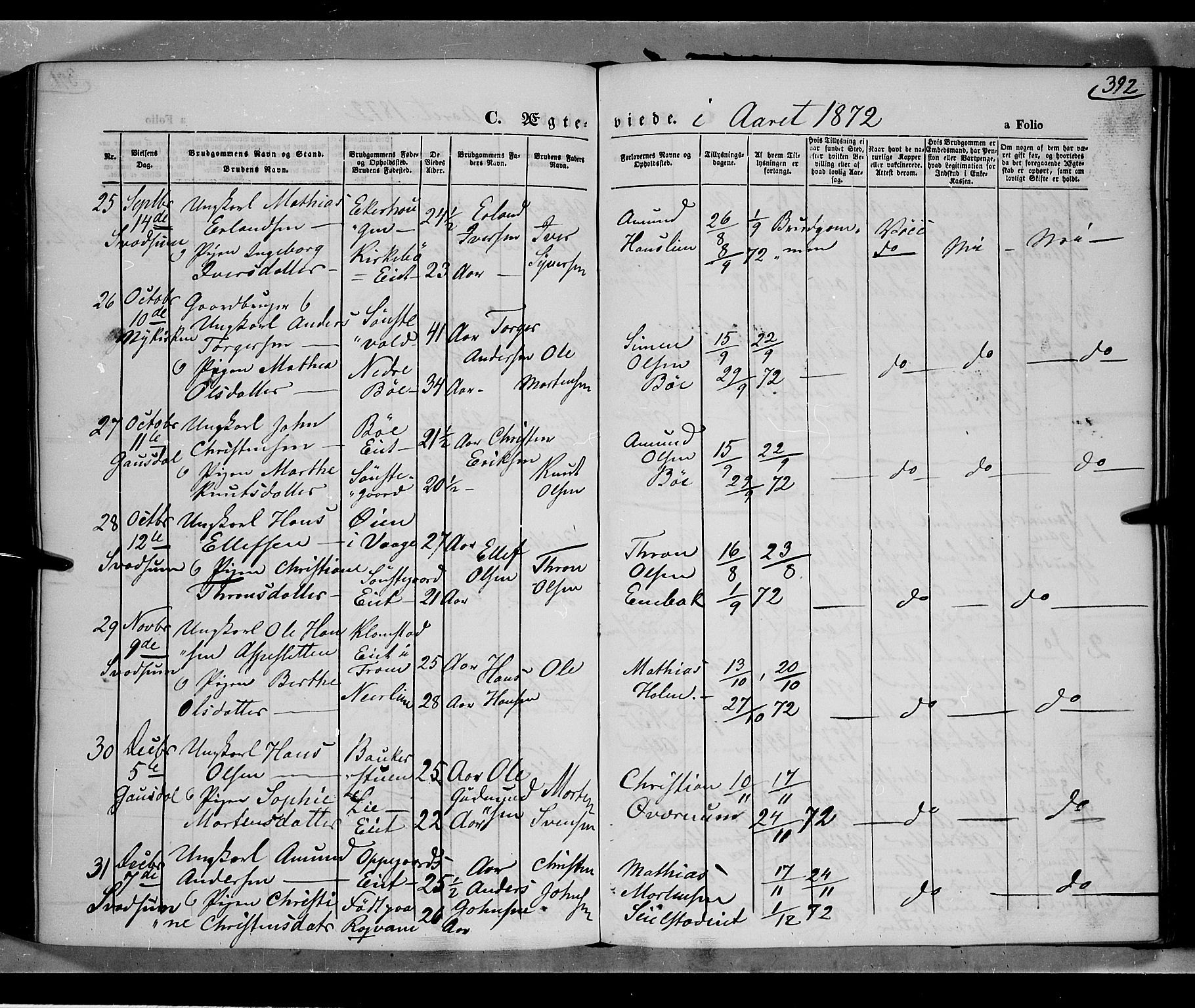 Gausdal prestekontor, AV/SAH-PREST-090/H/Ha/Haa/L0009: Ministerialbok nr. 9, 1862-1873, s. 392