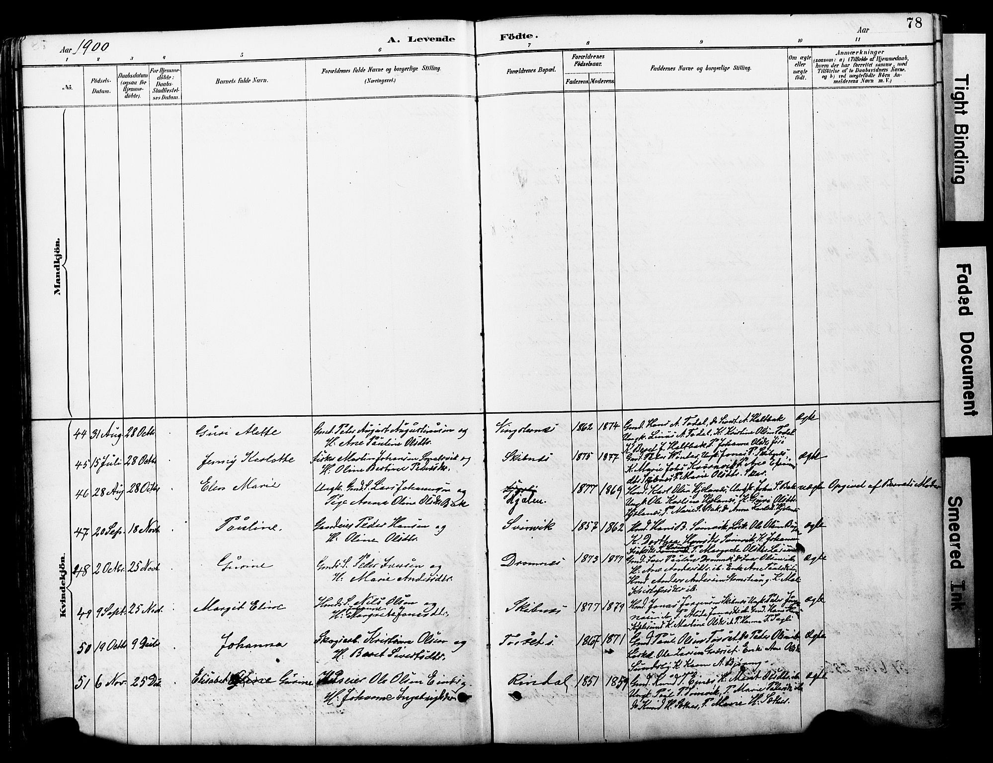 Ministerialprotokoller, klokkerbøker og fødselsregistre - Møre og Romsdal, AV/SAT-A-1454/578/L0907: Ministerialbok nr. 578A06, 1887-1904, s. 78