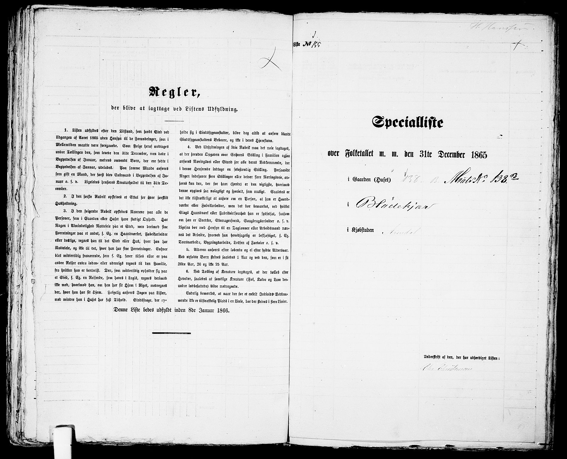 RA, Folketelling 1865 for 0903P Arendal prestegjeld, 1865, s. 315
