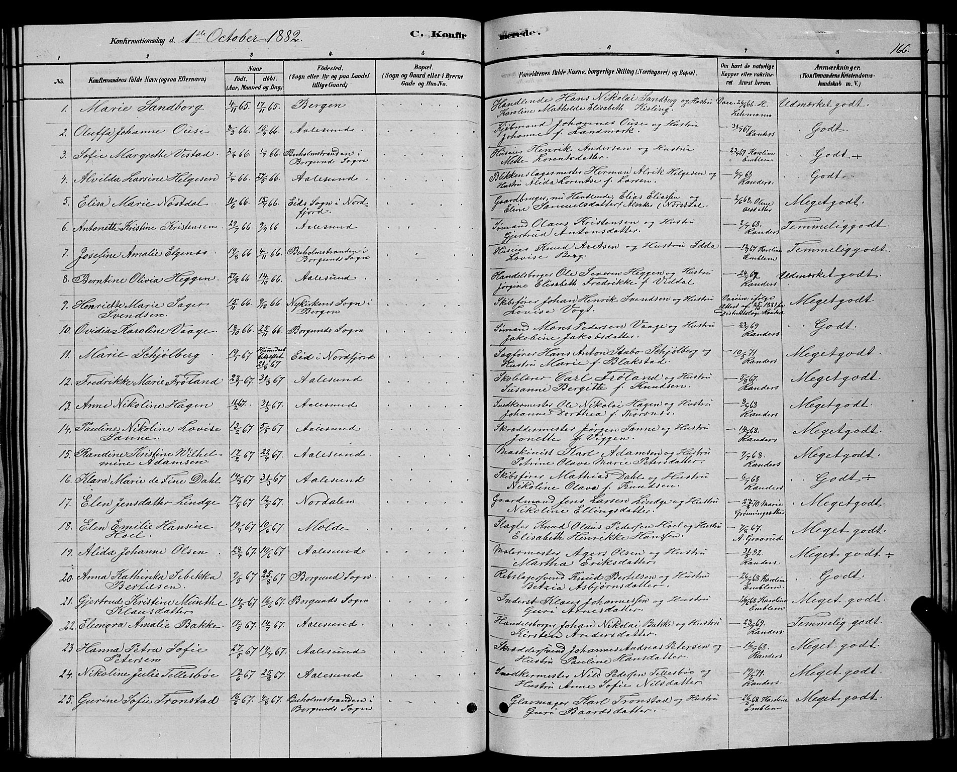 Ministerialprotokoller, klokkerbøker og fødselsregistre - Møre og Romsdal, SAT/A-1454/529/L0466: Klokkerbok nr. 529C03, 1878-1888, s. 166